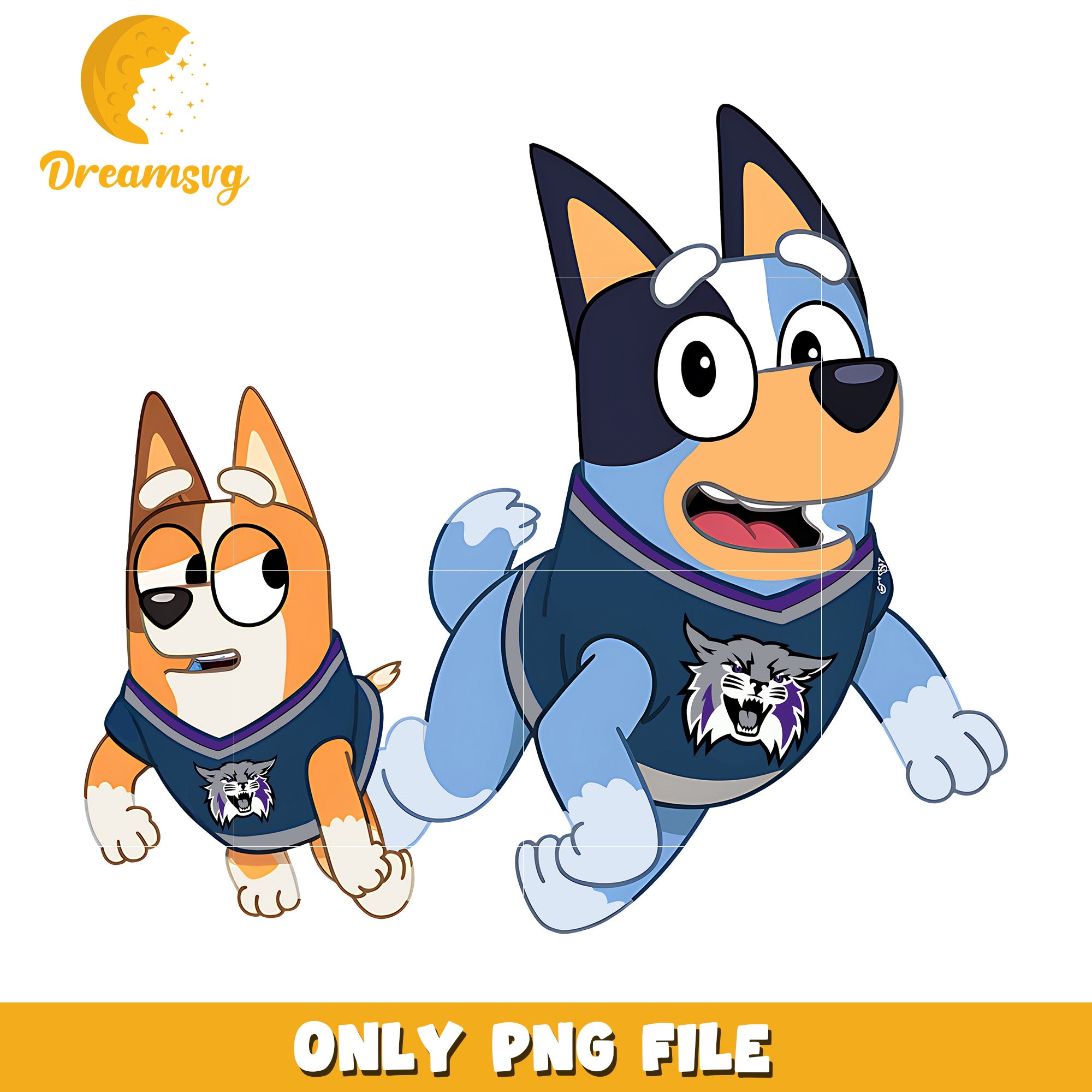 Bluey and Bingo ncaa fan png, Weber State Wildcats png, ncaa png