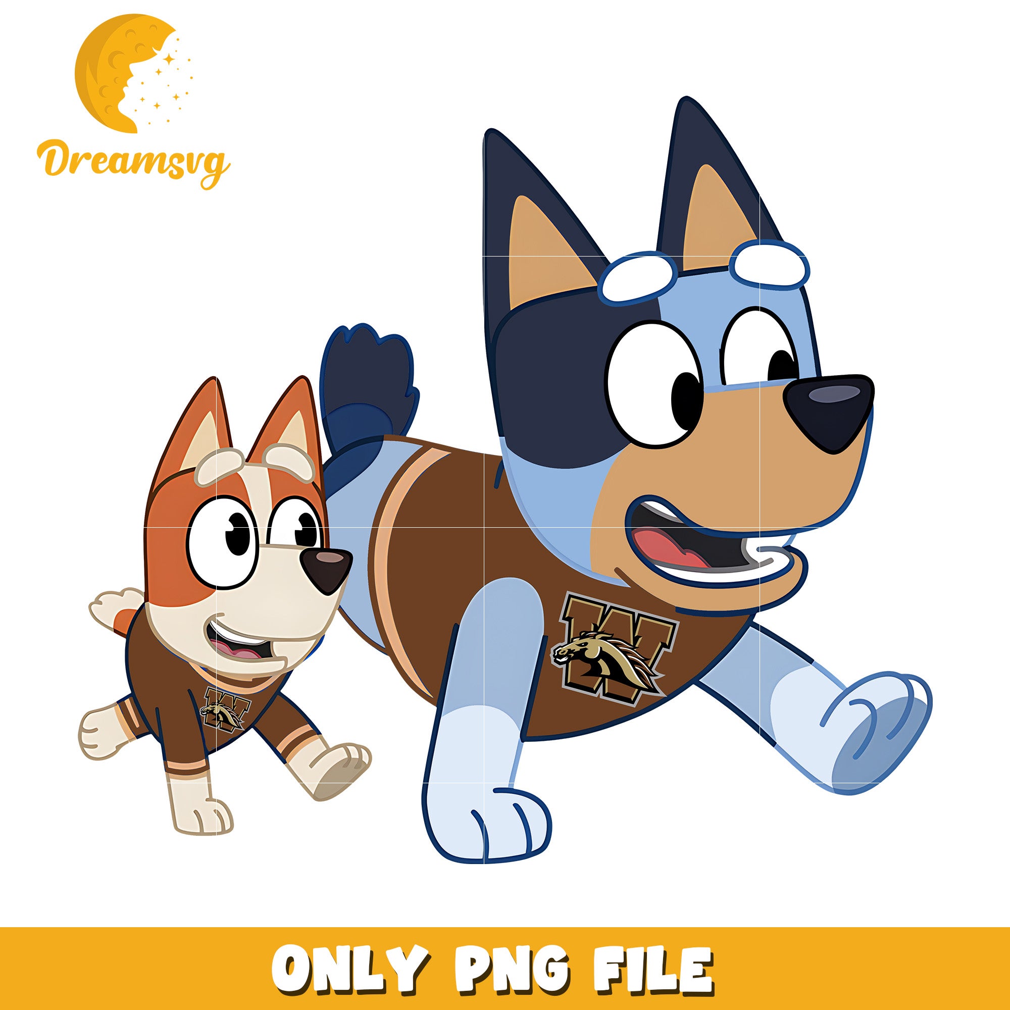 Bluey and Bingo ncaa fan png, Western Michigan Broncos png, ncaa png