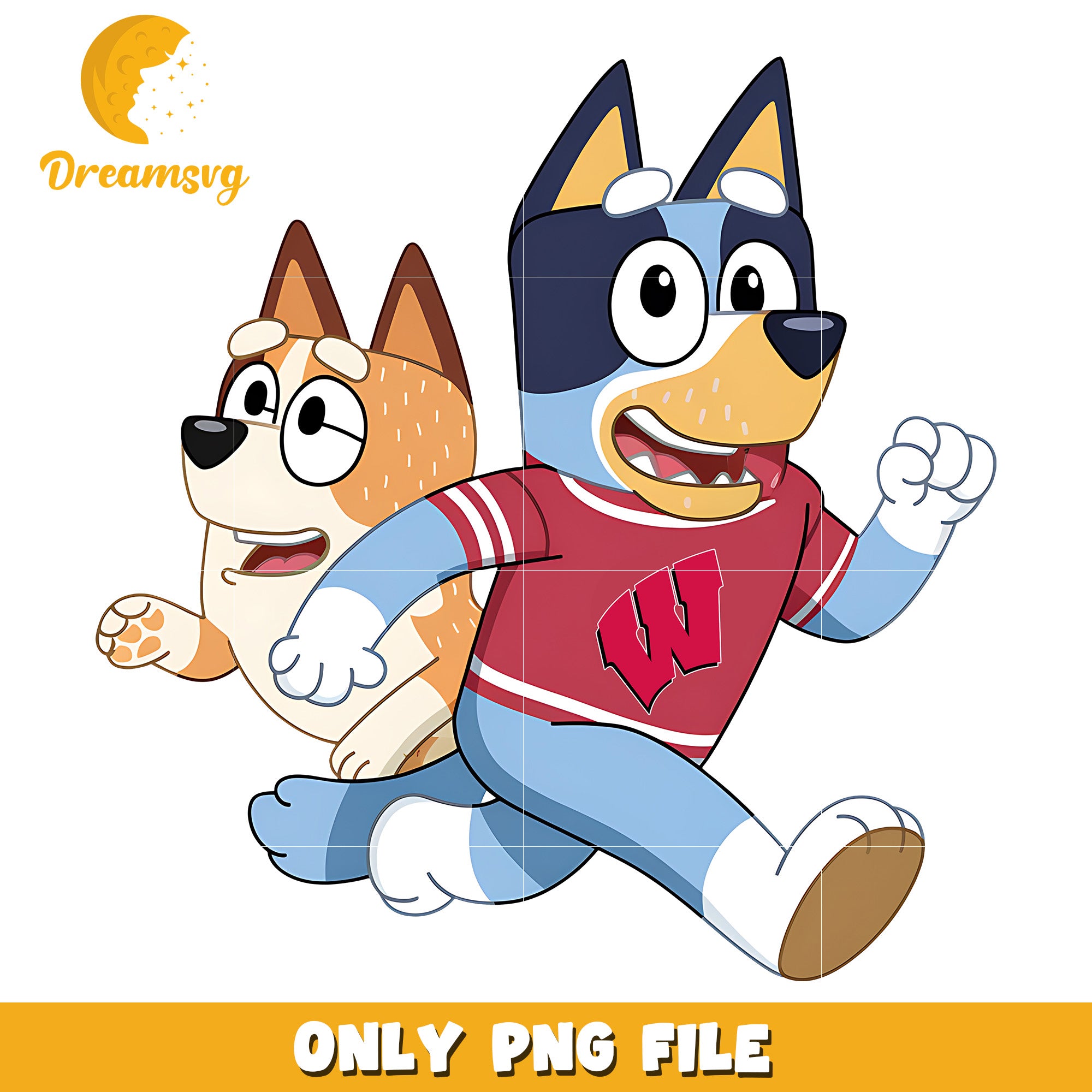 Bluey and Bingo ncaa fan png, Wisconsin Badgers png, ncaa png