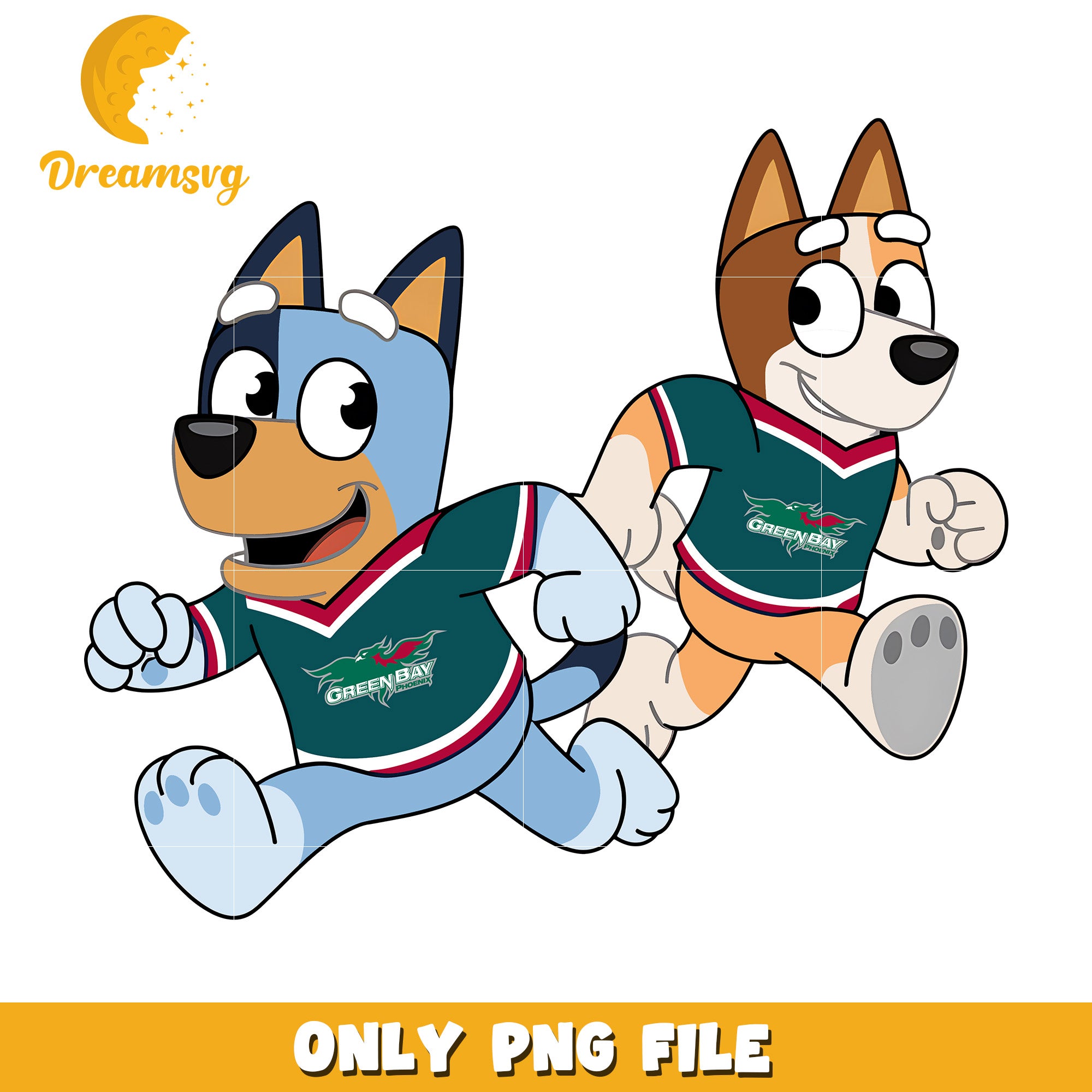 Bluey and Bingo ncaa fan png, Wisconsin Green Bay Phoenix  png