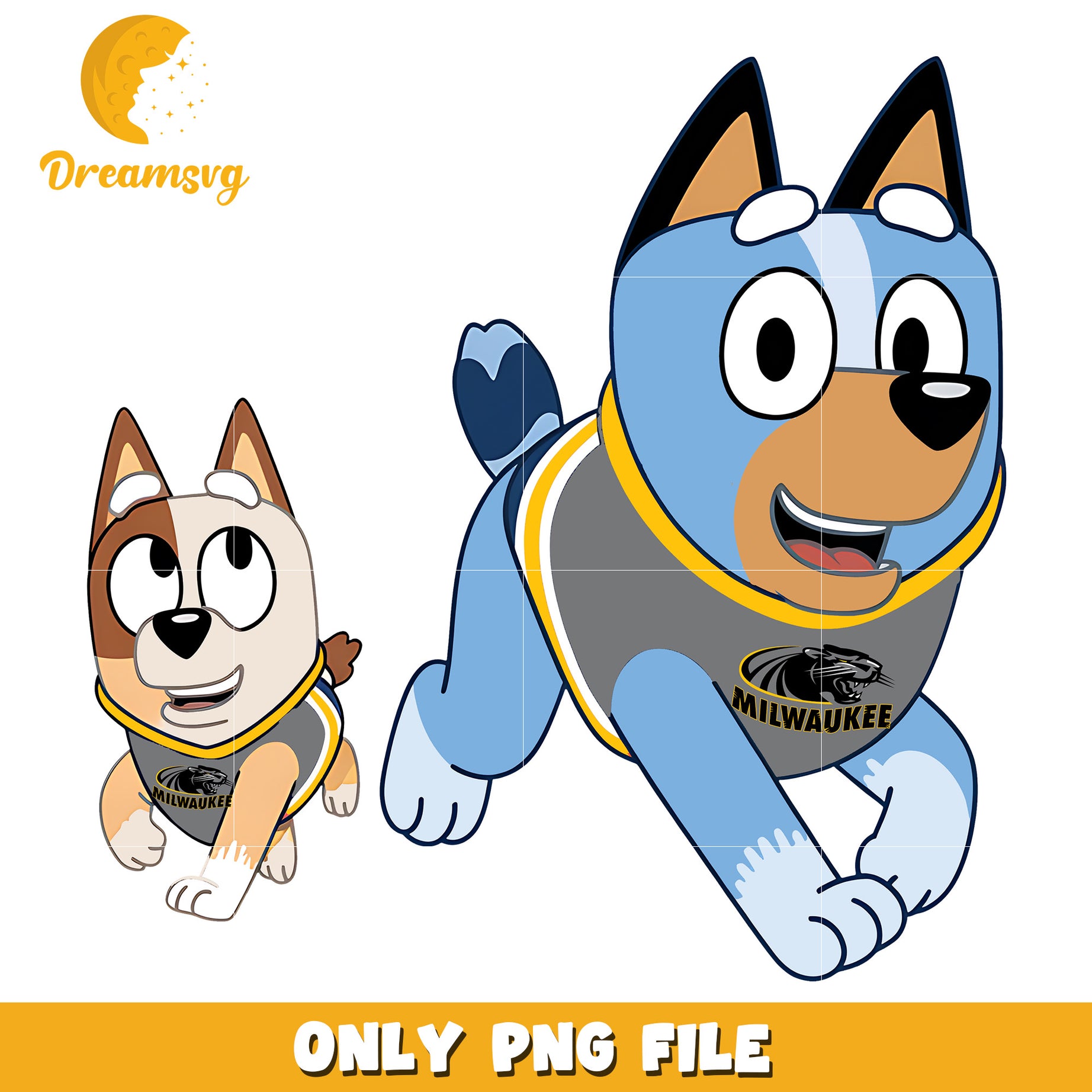 Bluey and Bingo ncaa fan png, Wisconsin Milwaukee Panthers png