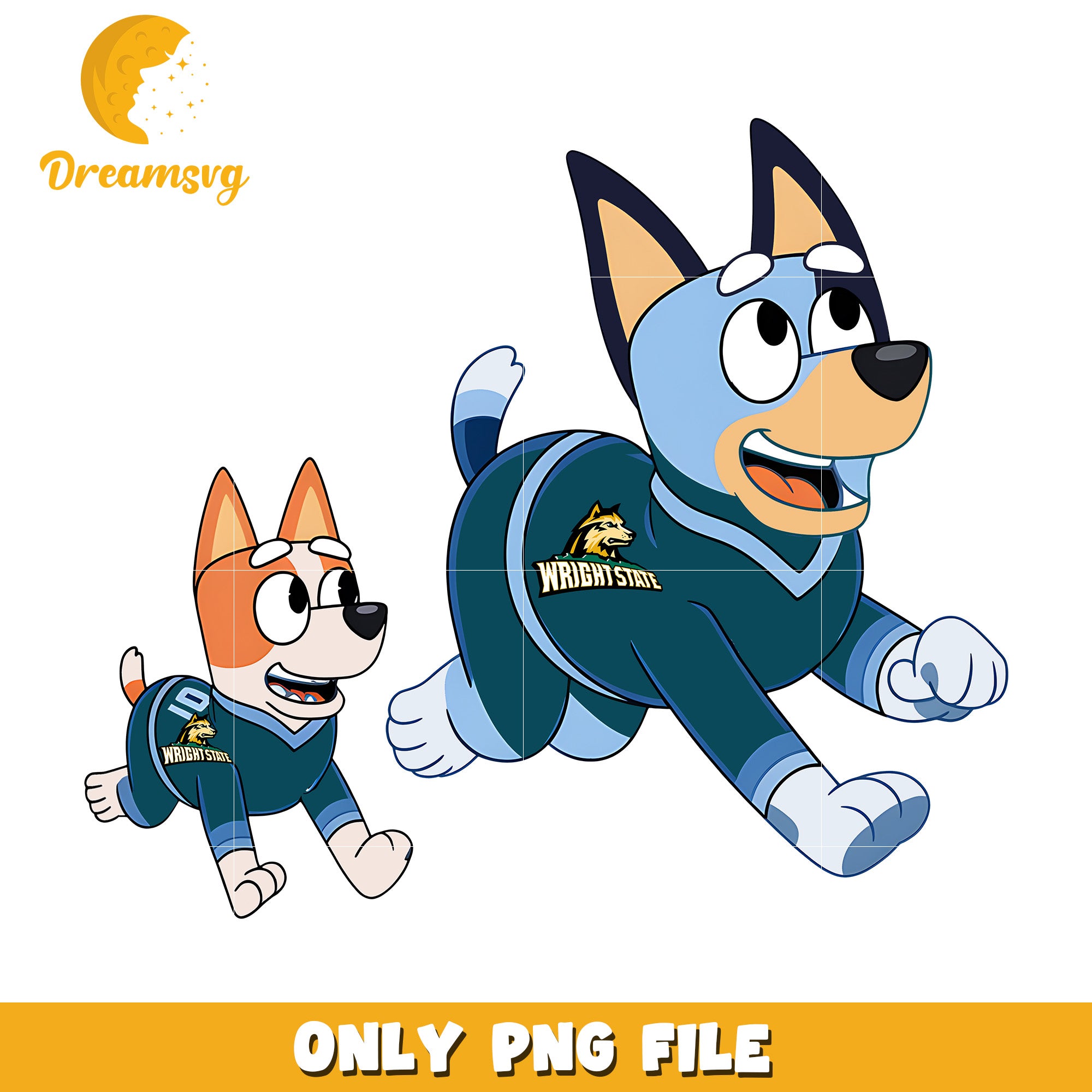 Bluey and Bingo ncaa fan png, Wright State Raiders png, ncaa png