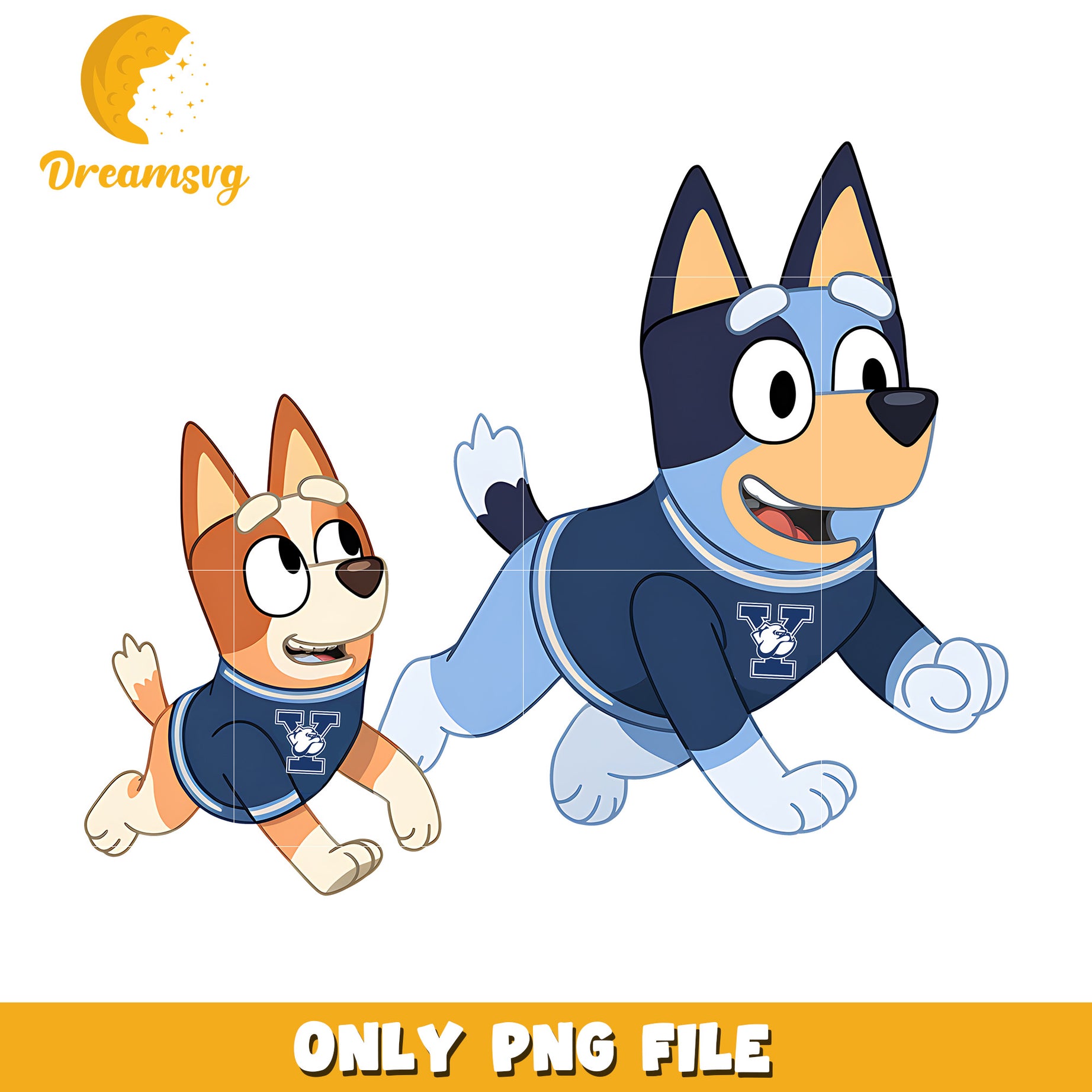Bluey and Bingo ncaa fan png, Yale Bulldogs png, ncaa png