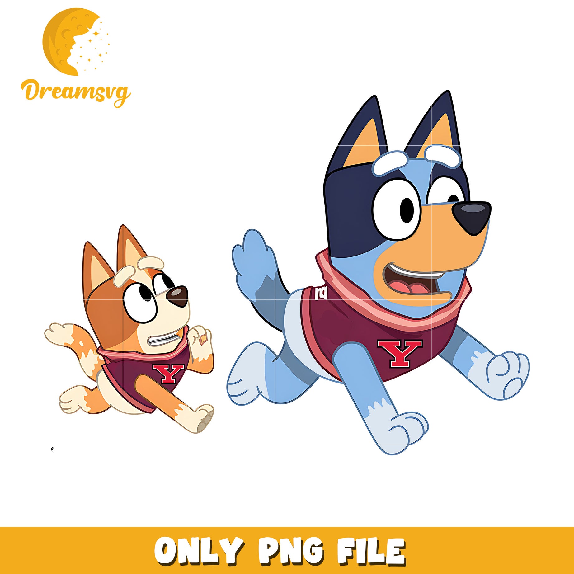 Bluey and Bingo ncaa fan png, Youngstown State Penguins png, ncaa png