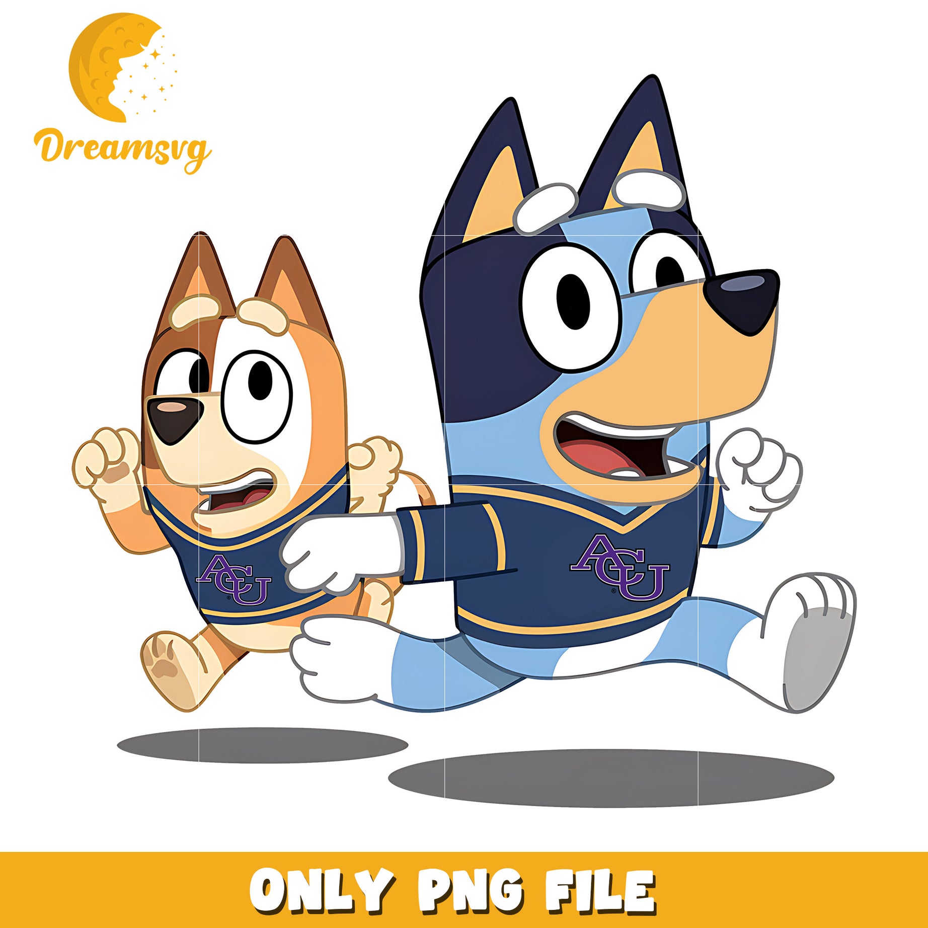 Bluey and Bingo ncaa fan png, logo ncaa acu png, ncaa png