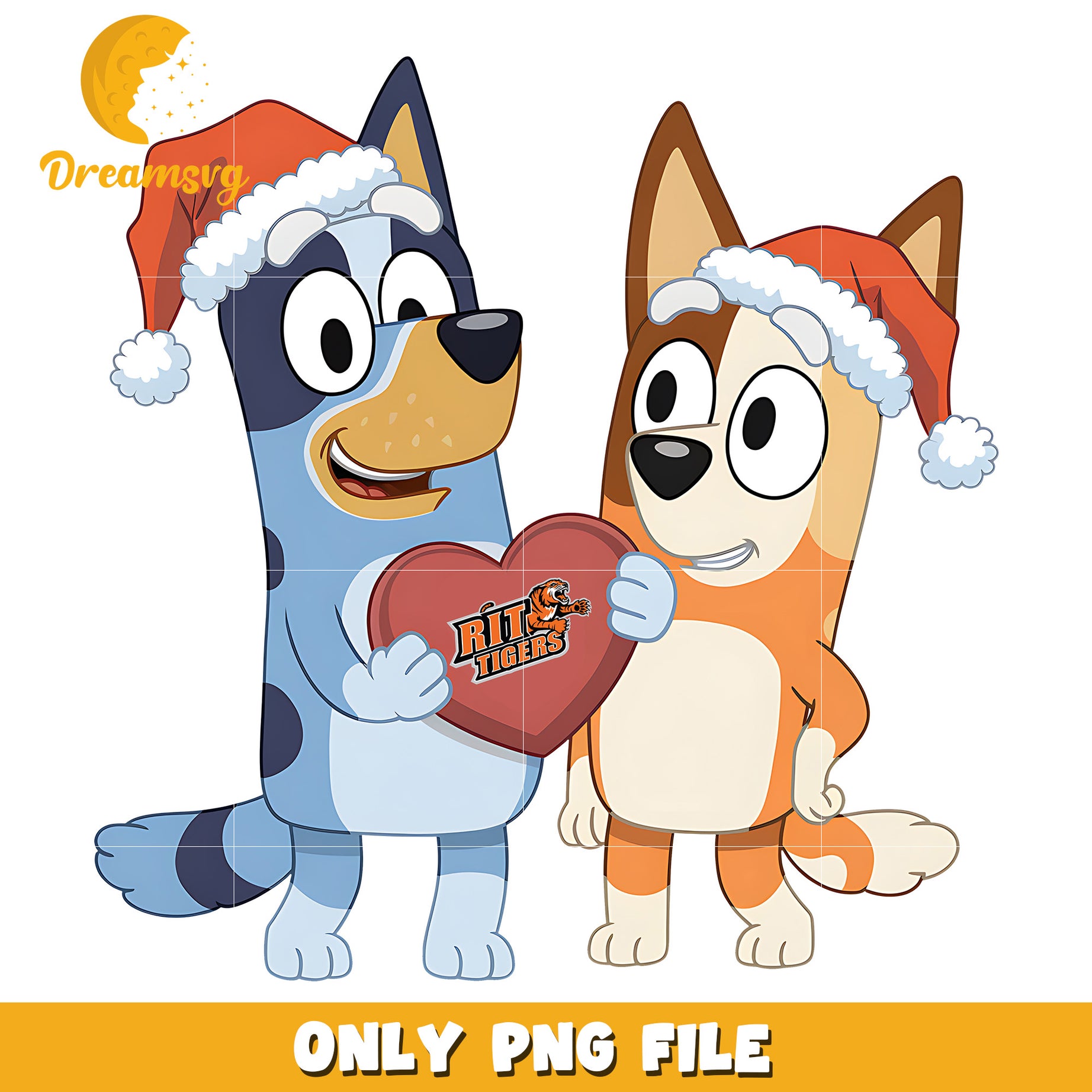 Bluey and Bingo santa hat png, RIT Tigers png, ncaa png