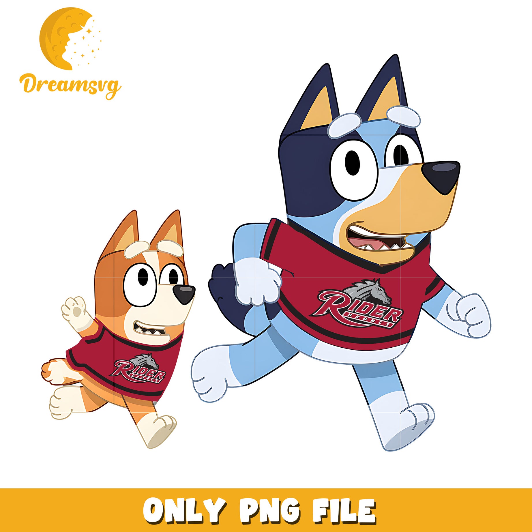 Bluey and Bingo t-shirt logo ncaa png, Rider Broncs png, ncaa png