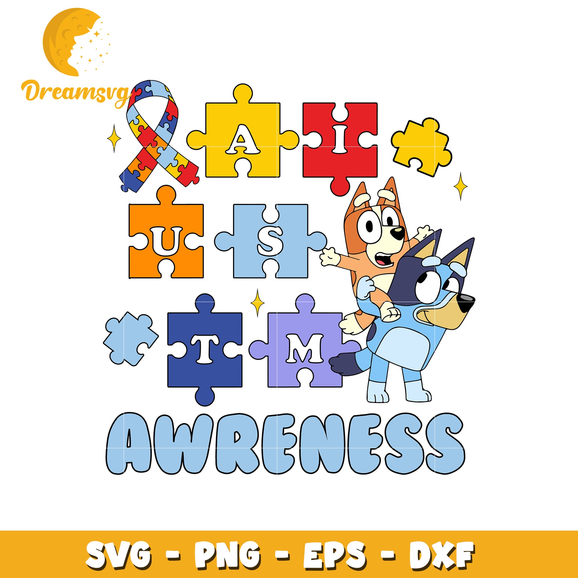 Bluey and bingo autism awareness svg, cartoon svg, autism awareness svg