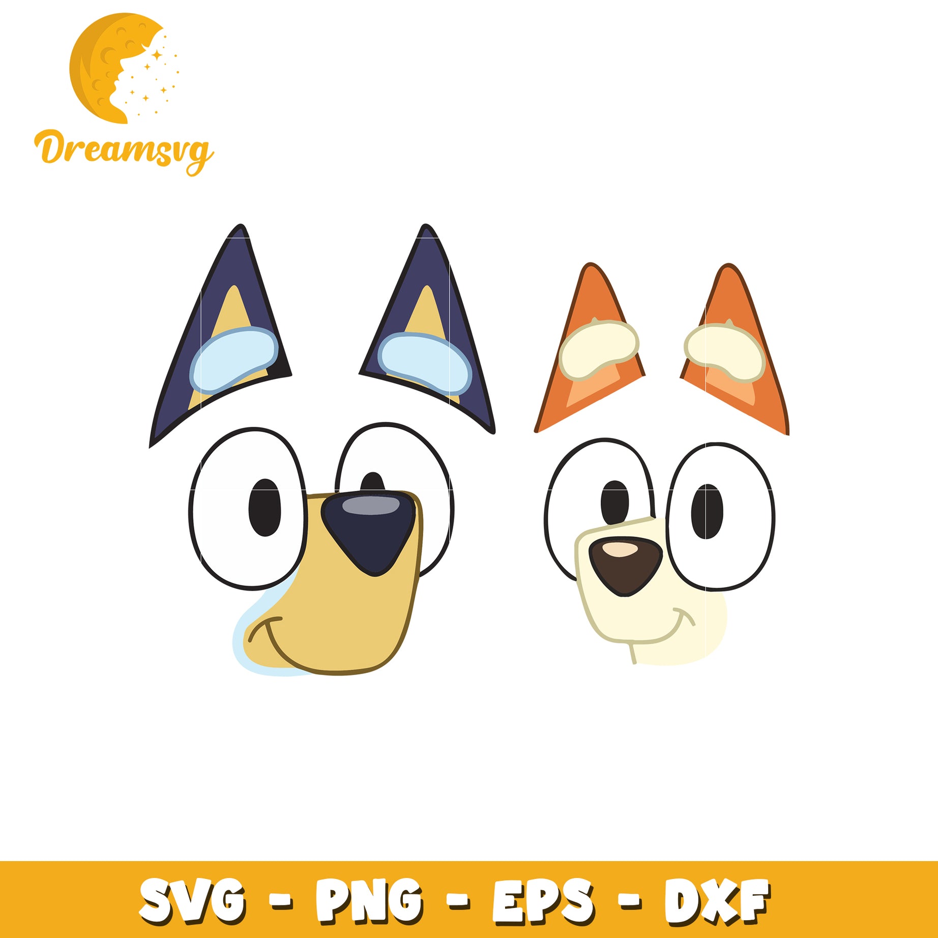 Bluey and bingo character face svg, bluey svg, cartoon svg