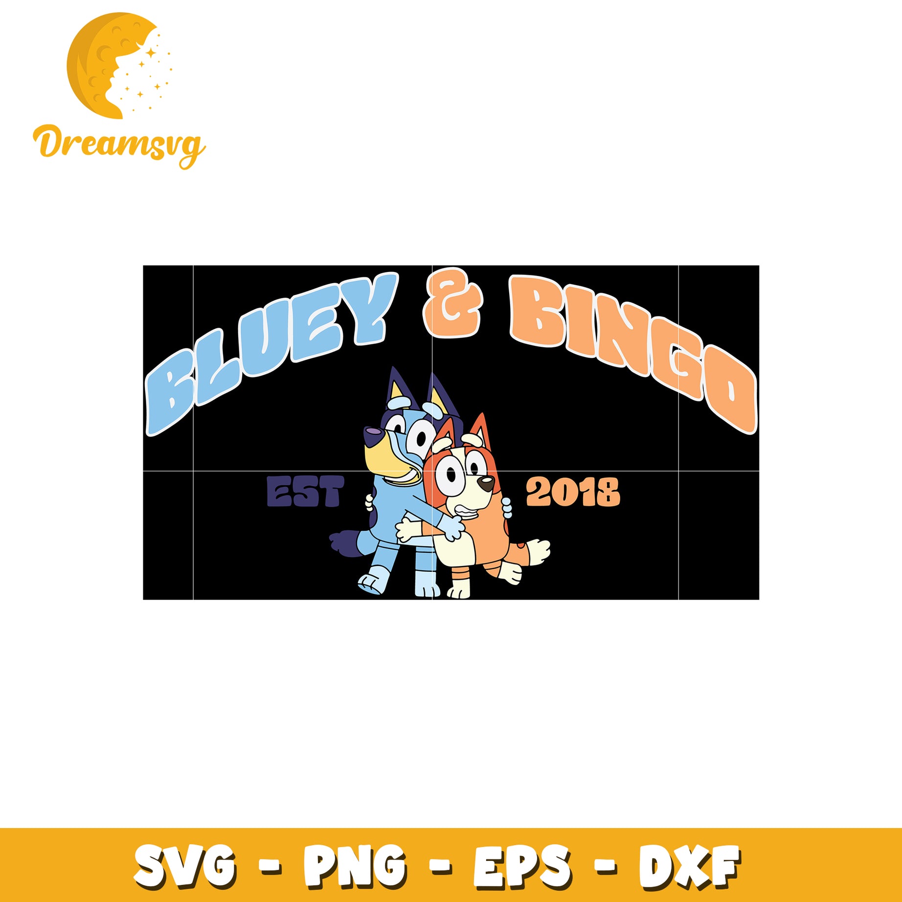 Bluey and bingo est 2018 svg, Bluey and bingo svg, character svg