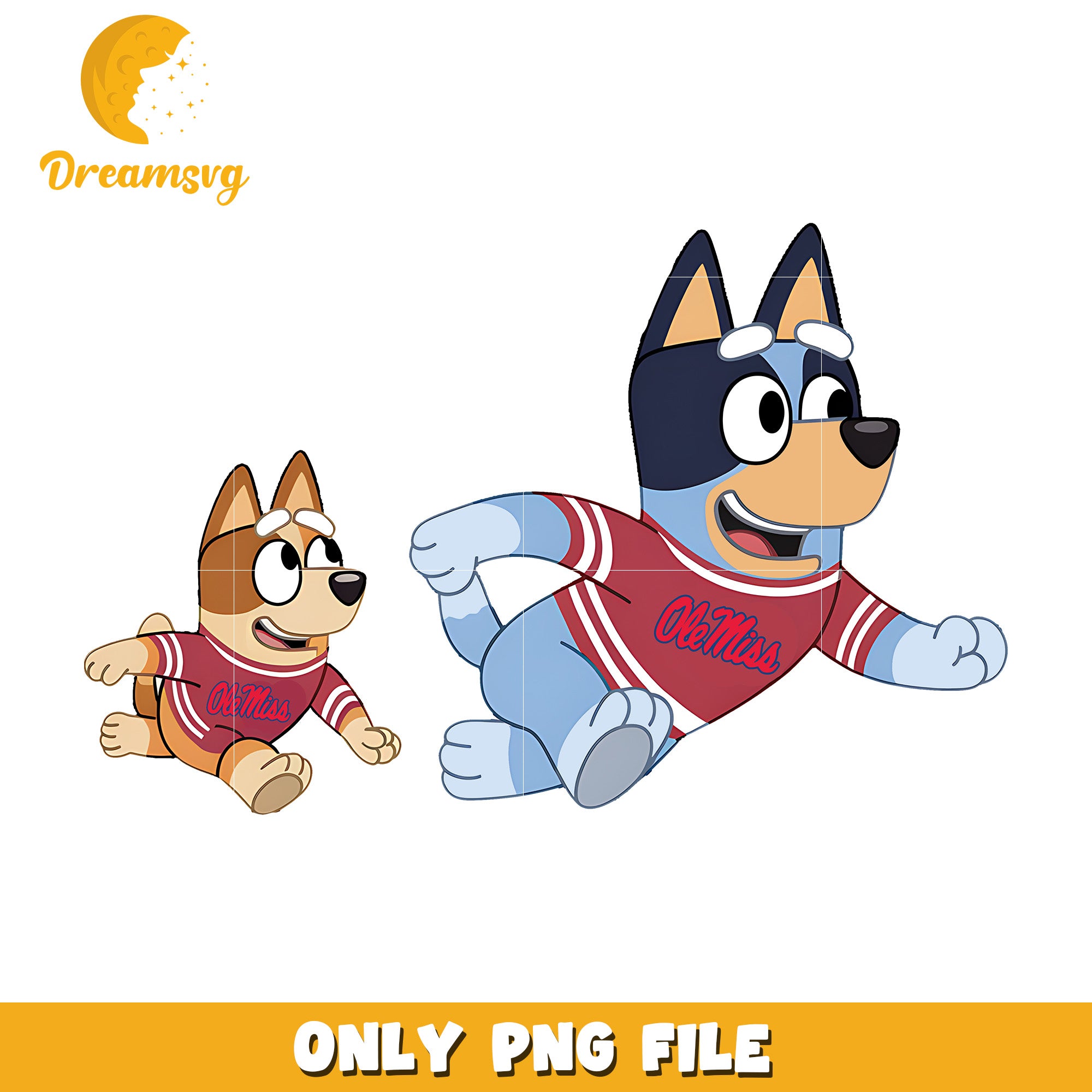 Bluey and bingo ncaa fan png, Mississippi Rebels png, ncaa png