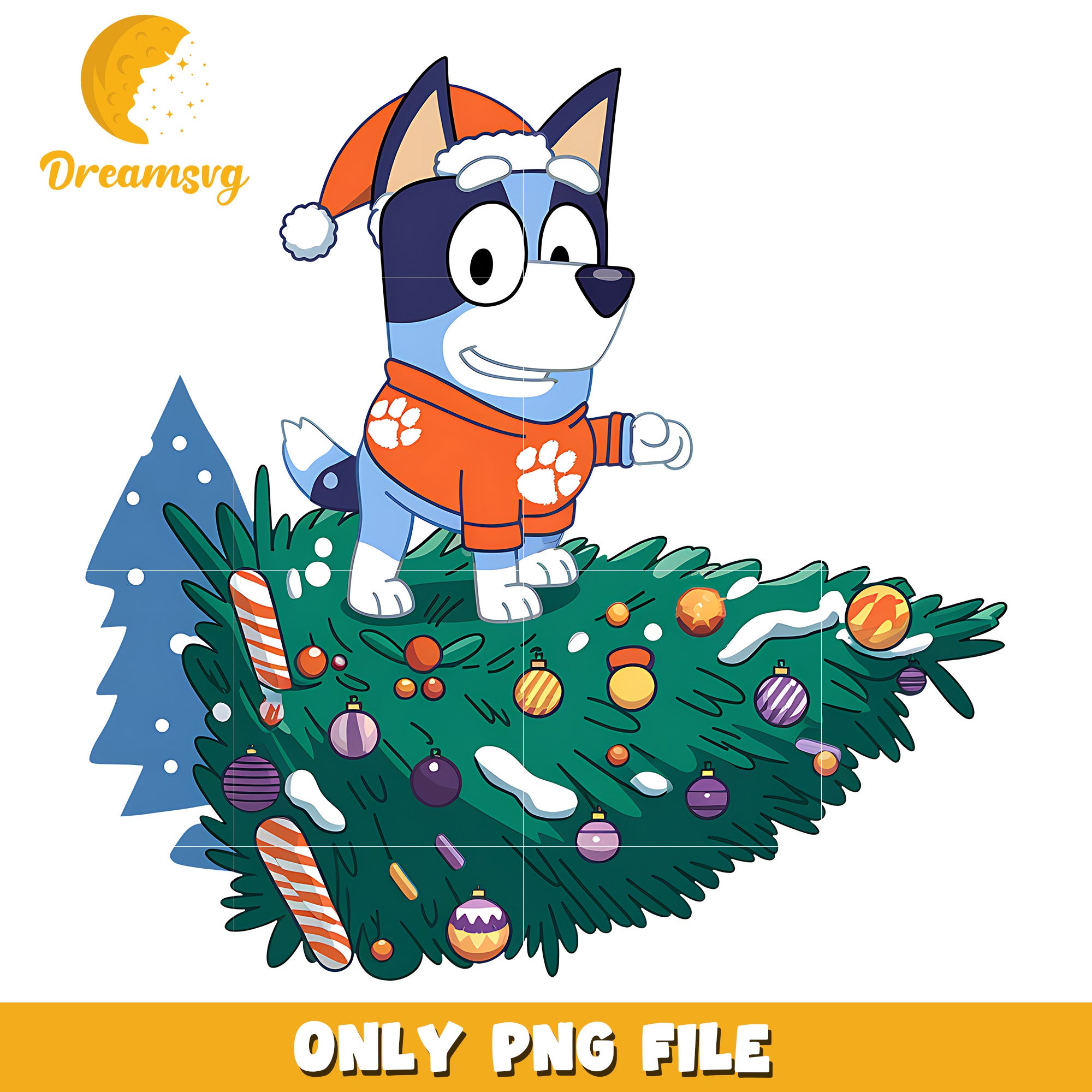 Bluey and christmas tree png, Clemson Tigers png, ncaa png