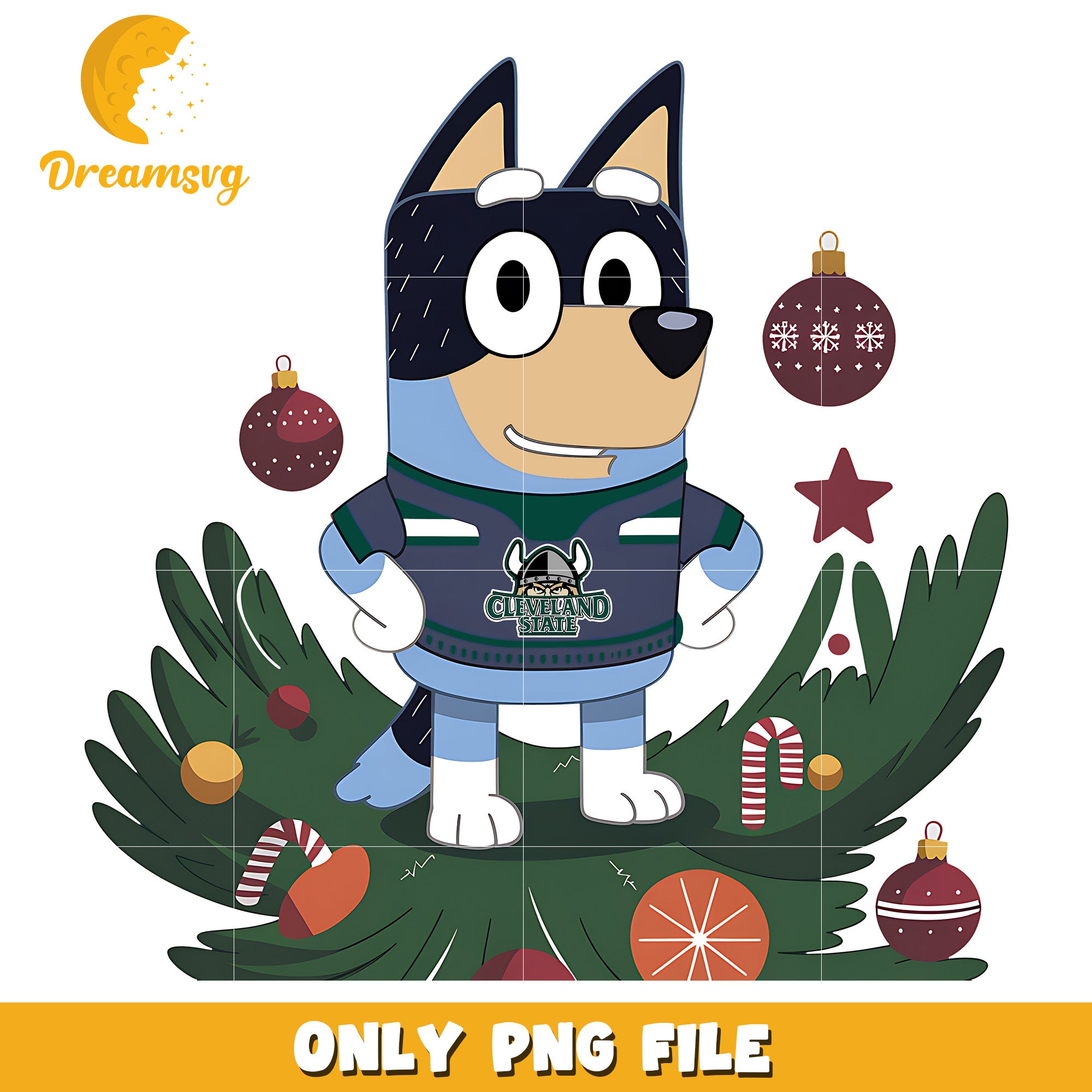 Bluey and christmas tree png, Cleveland State Vikings png, ncaa png