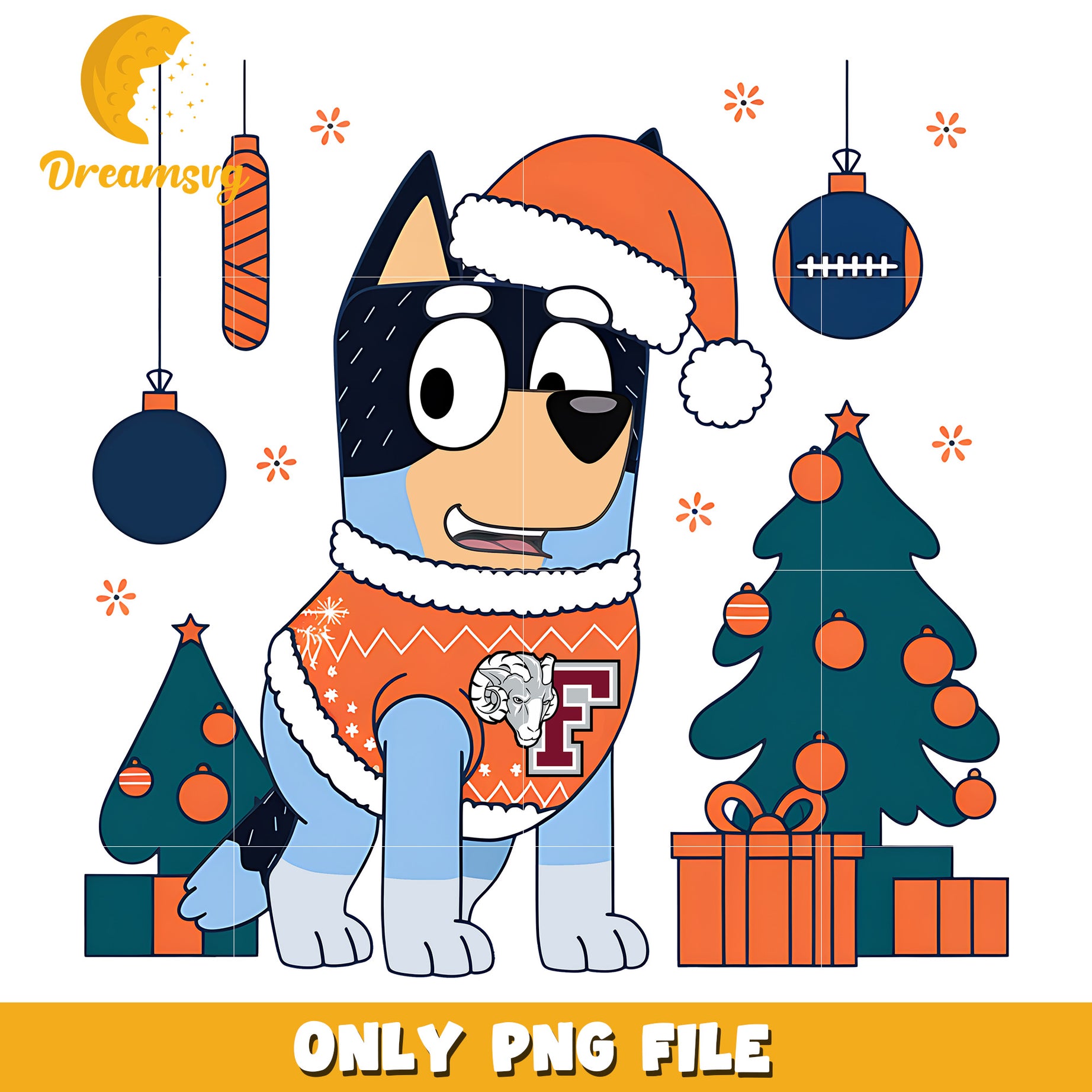 Bluey and christmas tree png, Fordham Rams png, ncaa png