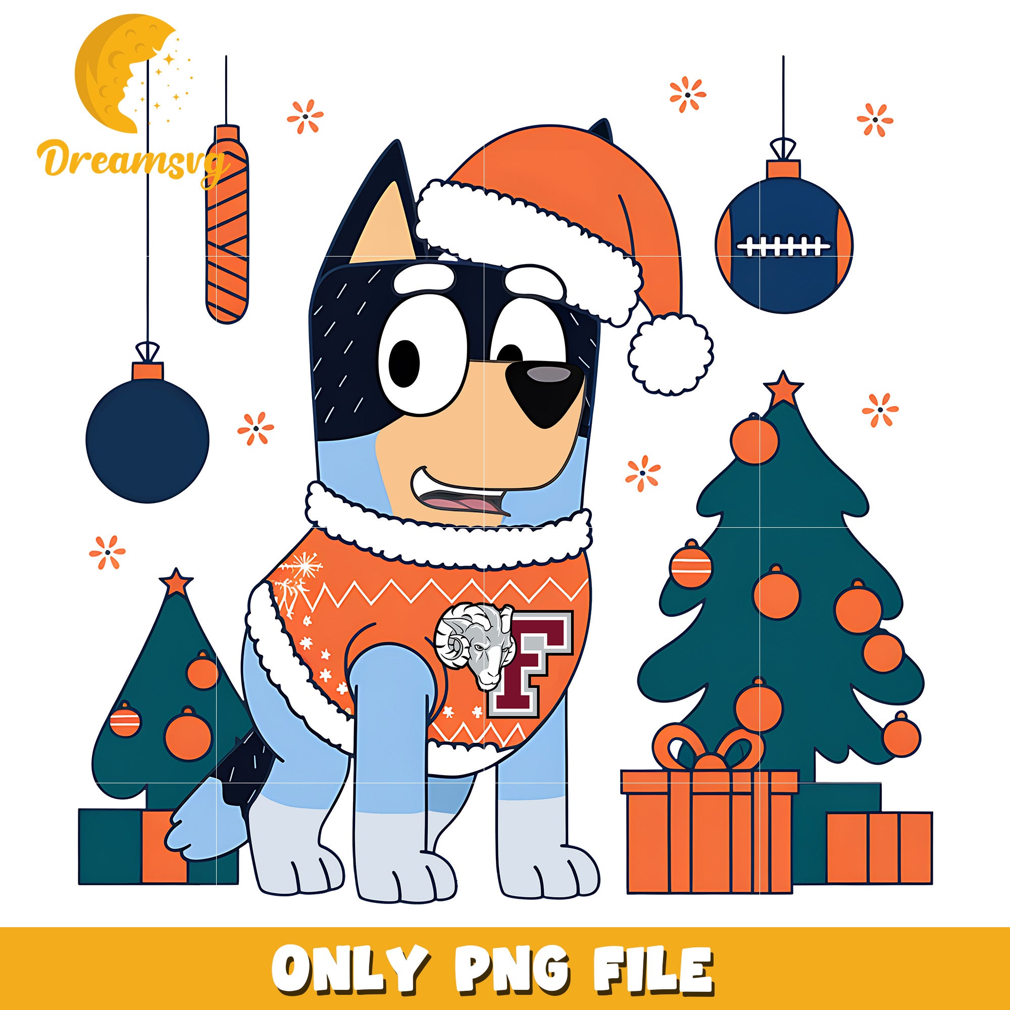 Bluey and christmas tree png, Fordham Rams png, ncaa png