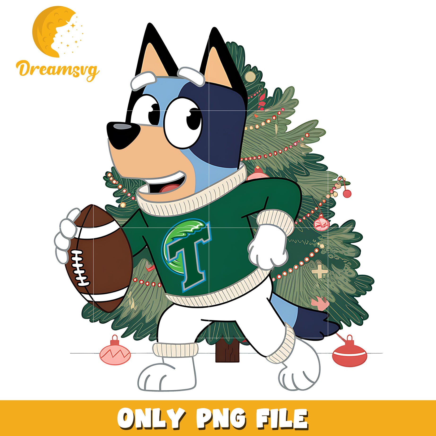 Bluey and christmas tree png, Tulane Green Wave png, ncaa png