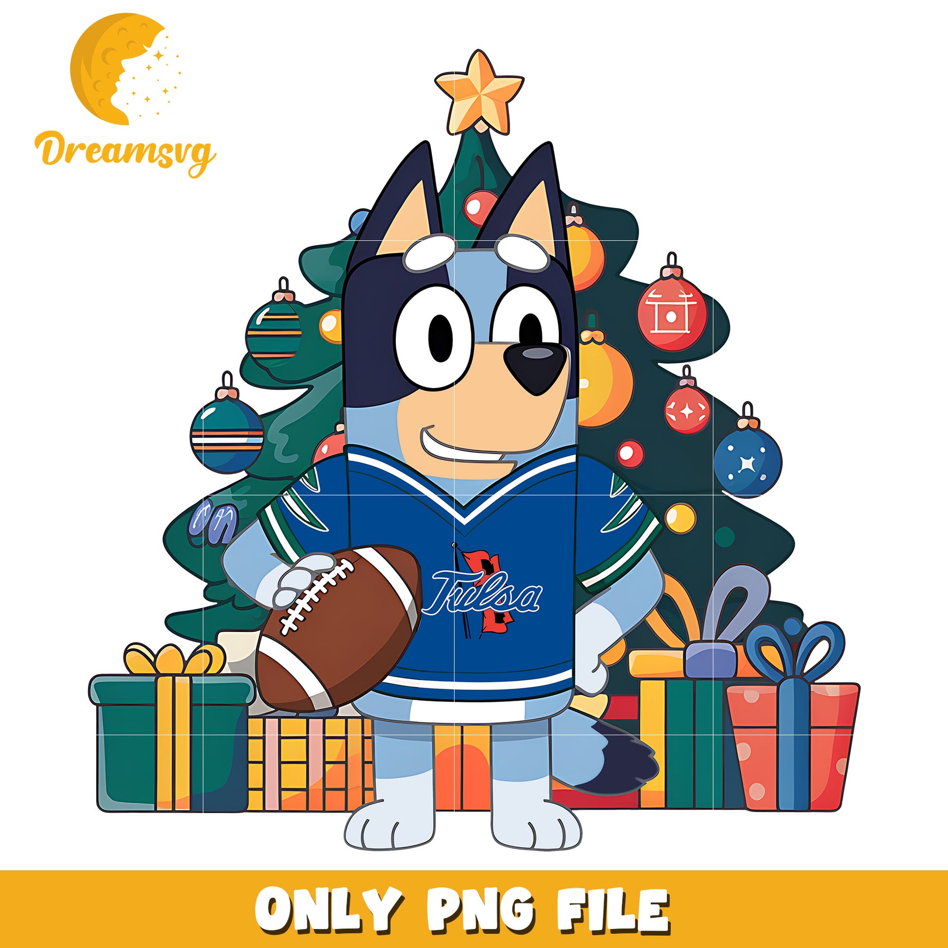 Bluey and christmas tree png, Tulsa Golden Hurricane png, ncaa png