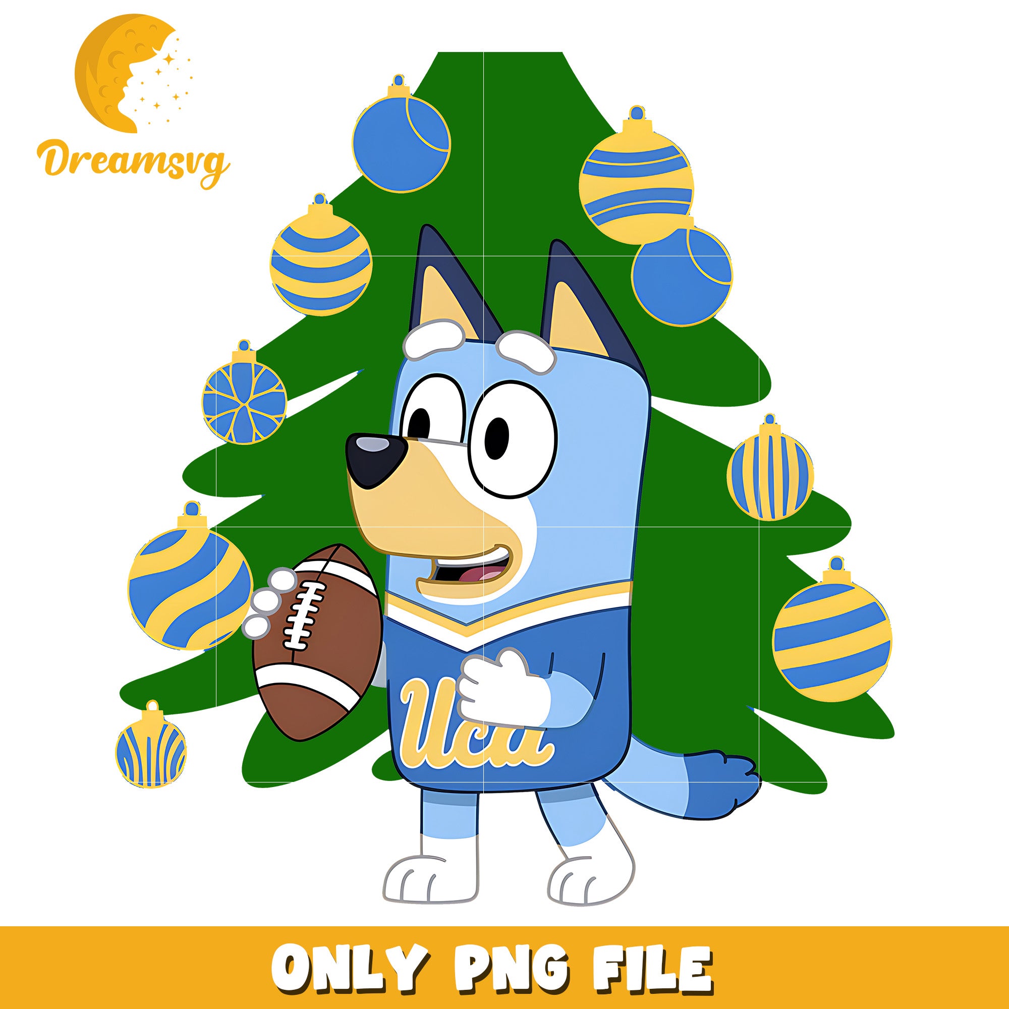 Bluey and christmas tree png, UCLA Bruins png, ncaa png