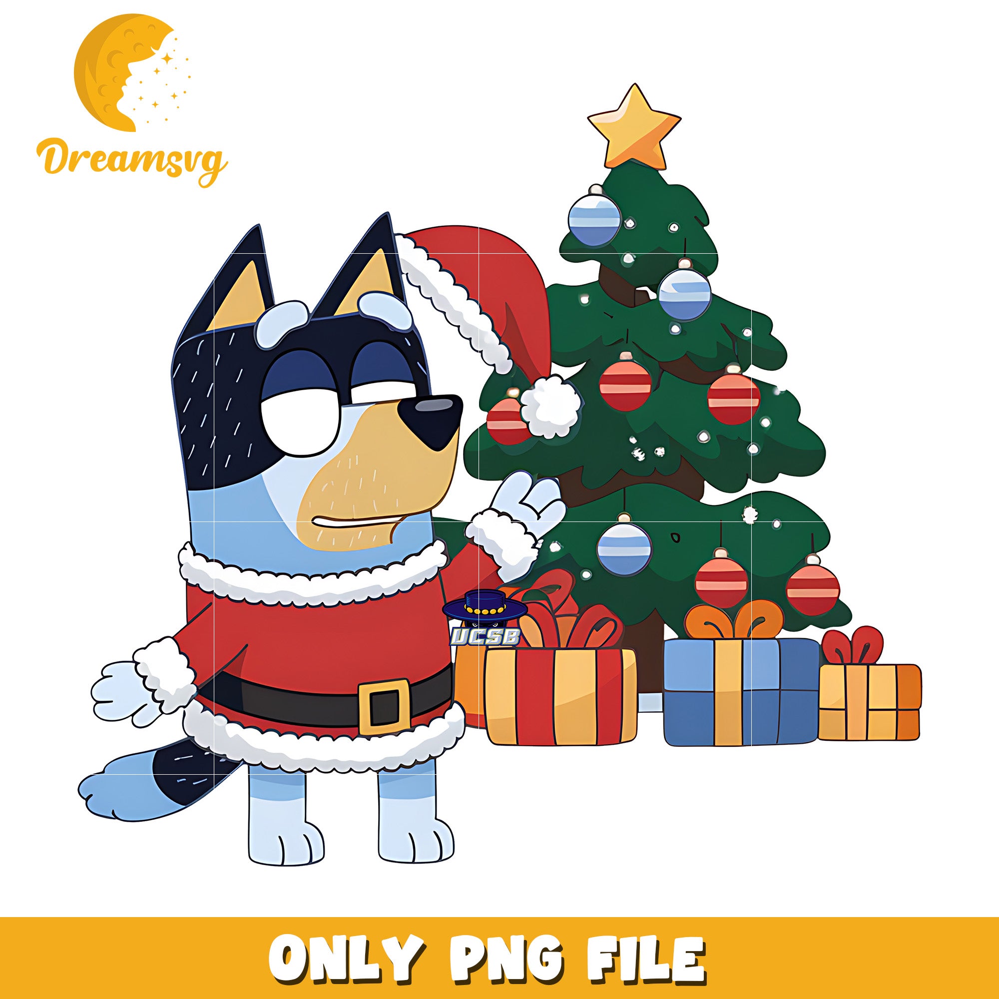 Bluey and christmas tree png, UCSB Gauchos png, ncaa png