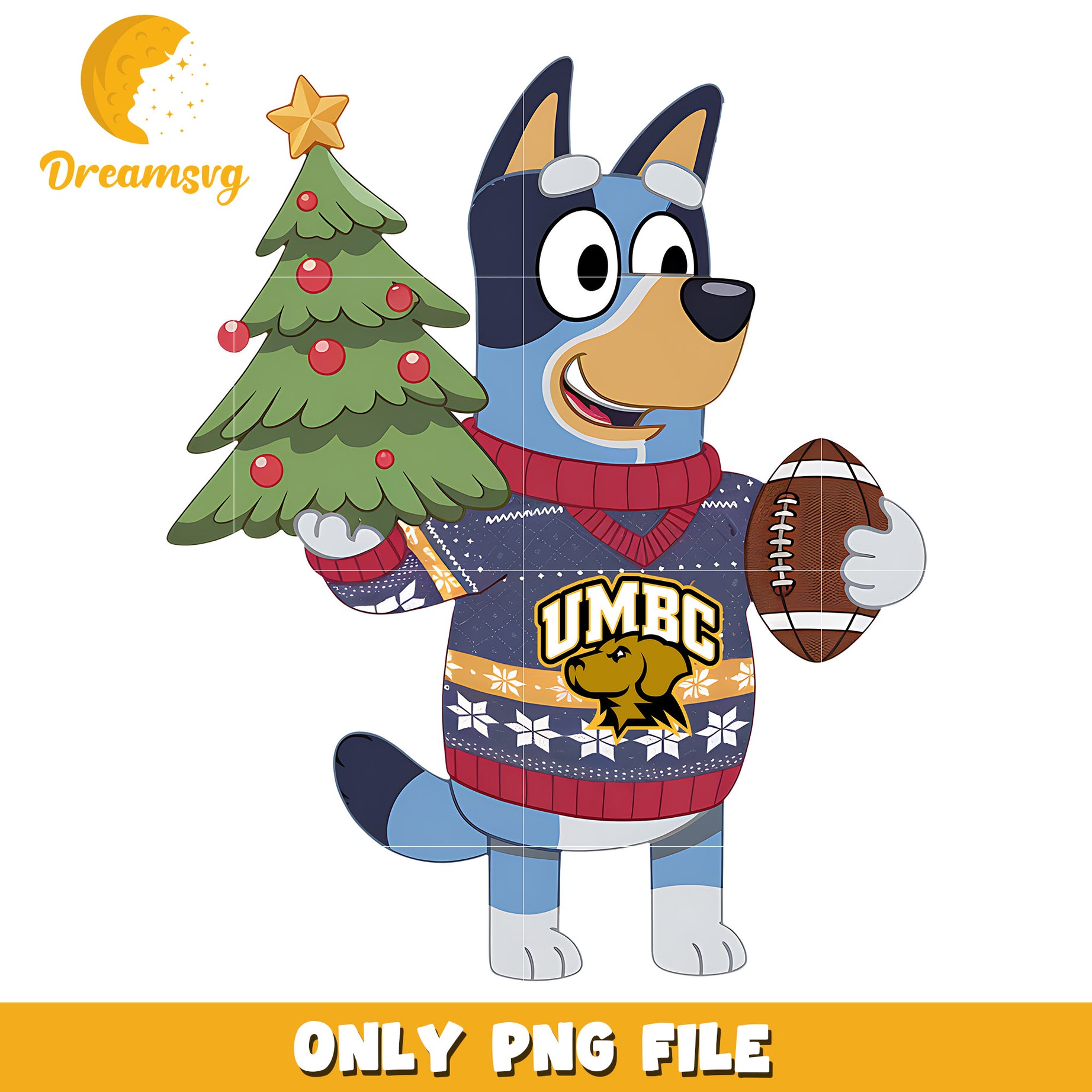 Bluey and christmas tree png, UMBC Retrievers png, ncaa png