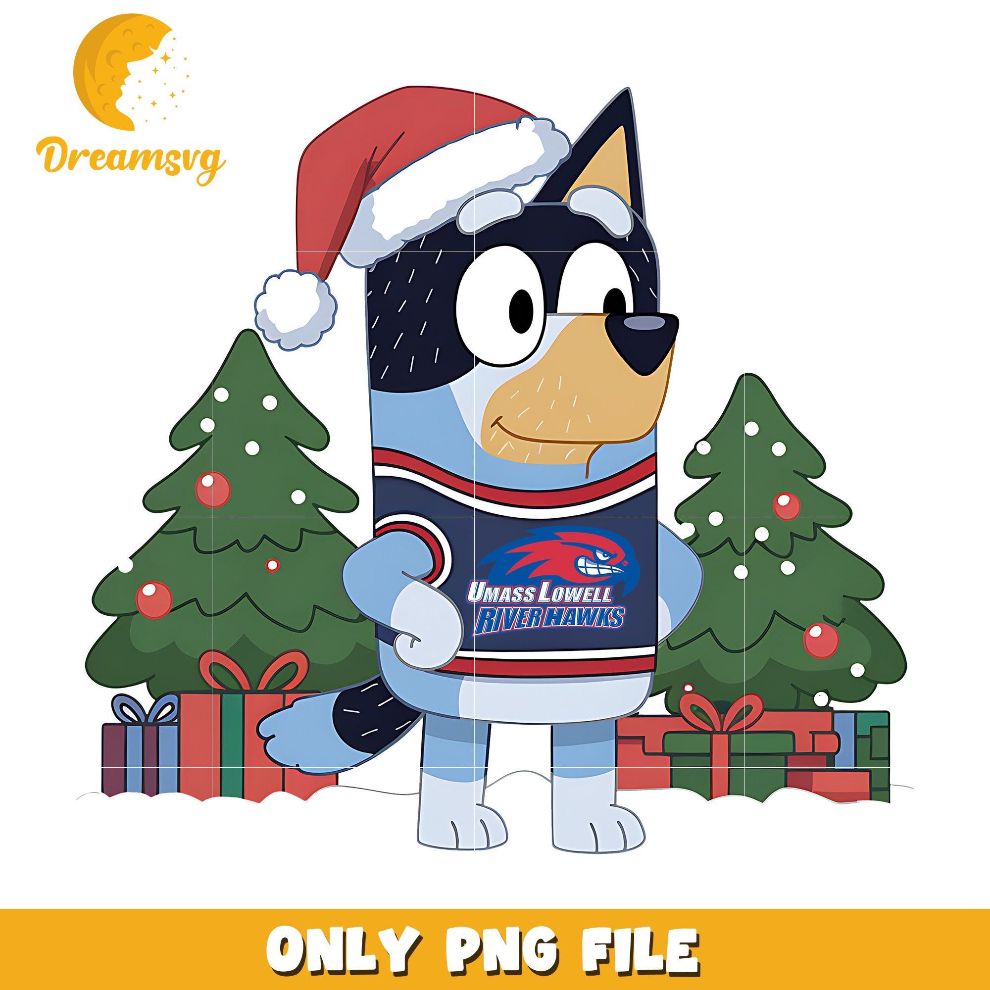 Bluey and christmas tree png, UMass Lowell River Hawks png, ncaa png