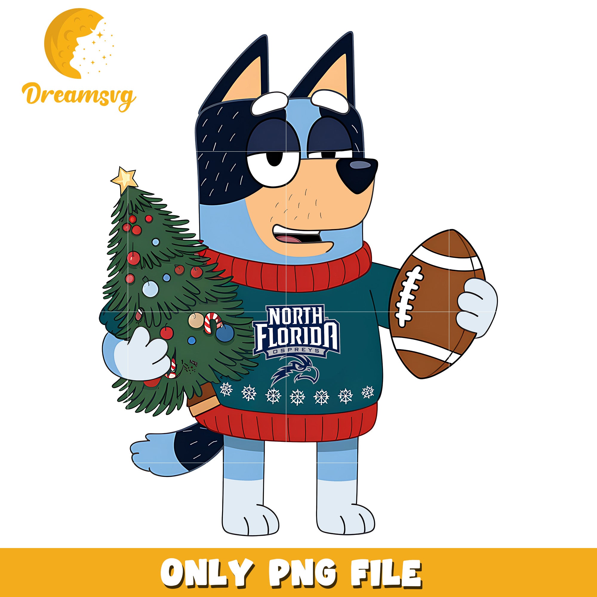 Bluey and christmas tree png, UNF Ospreys png, ncaa png