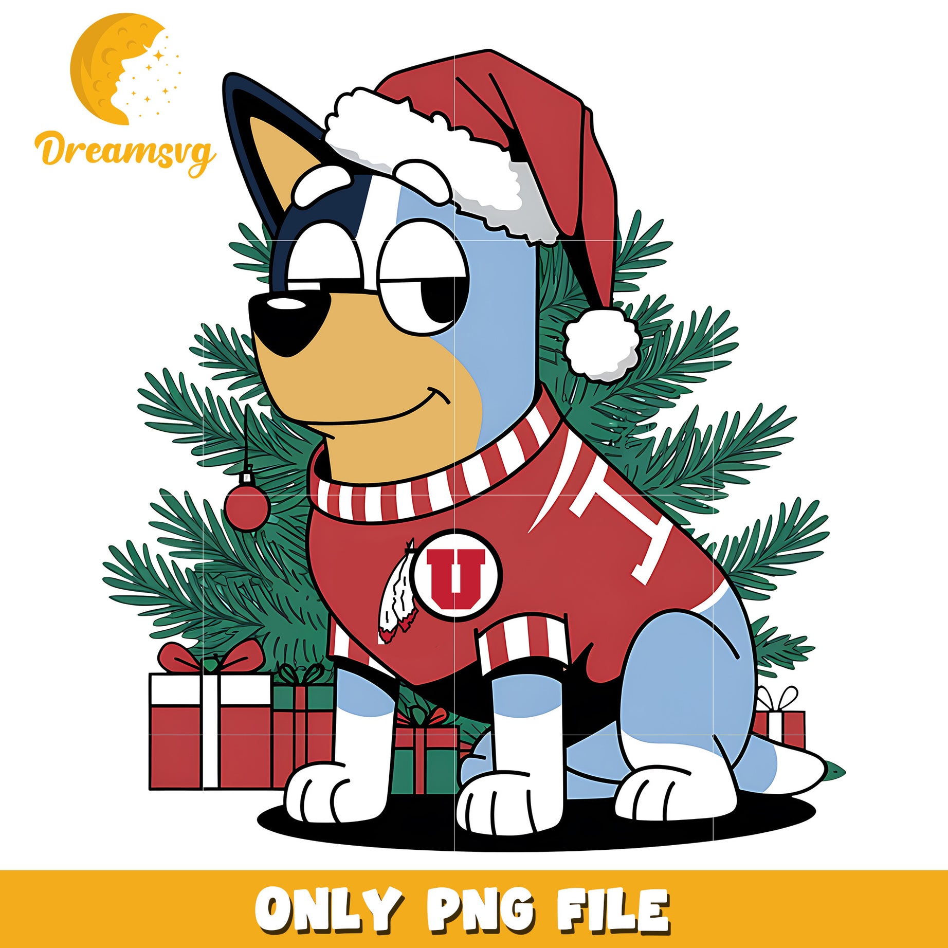 Bluey and christmas tree png, Utah Utes png, ncaa png