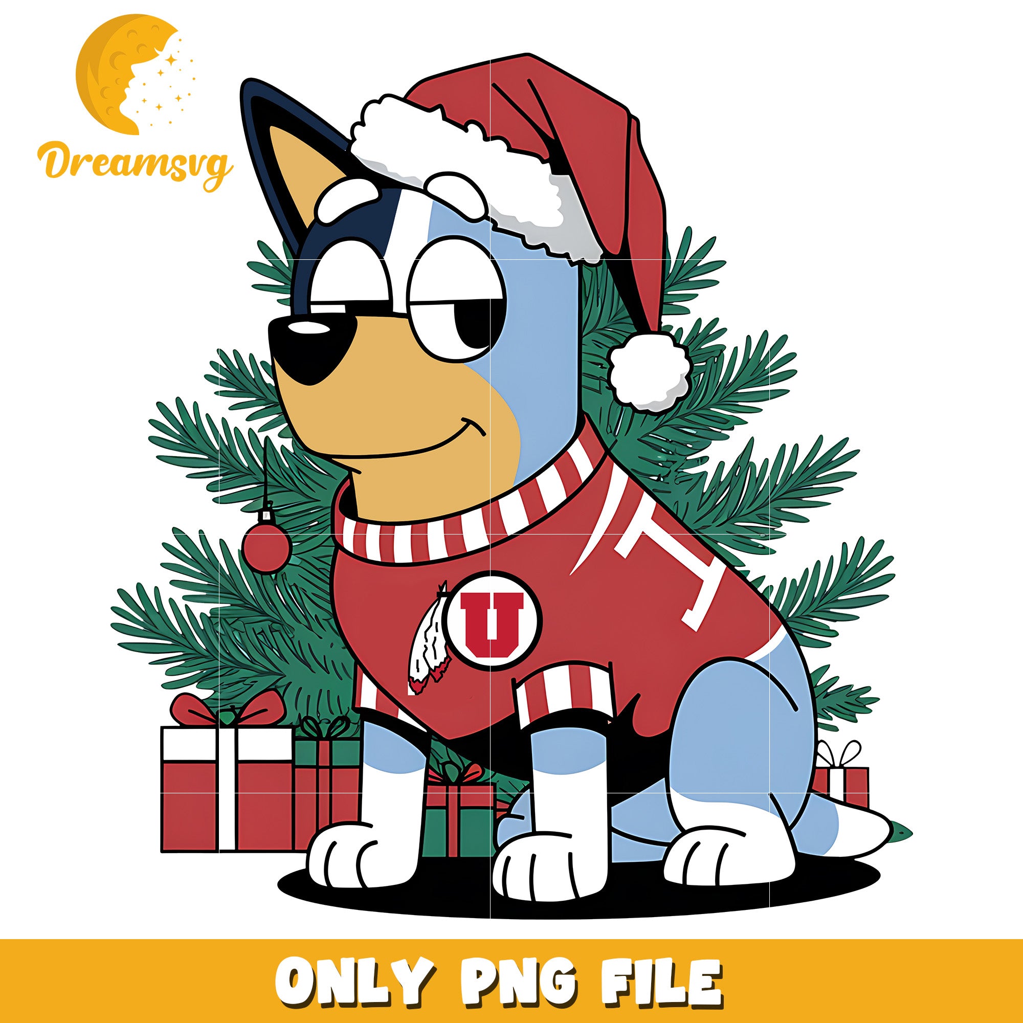 Bluey and christmas tree png, Utah Utes png, ncaa png