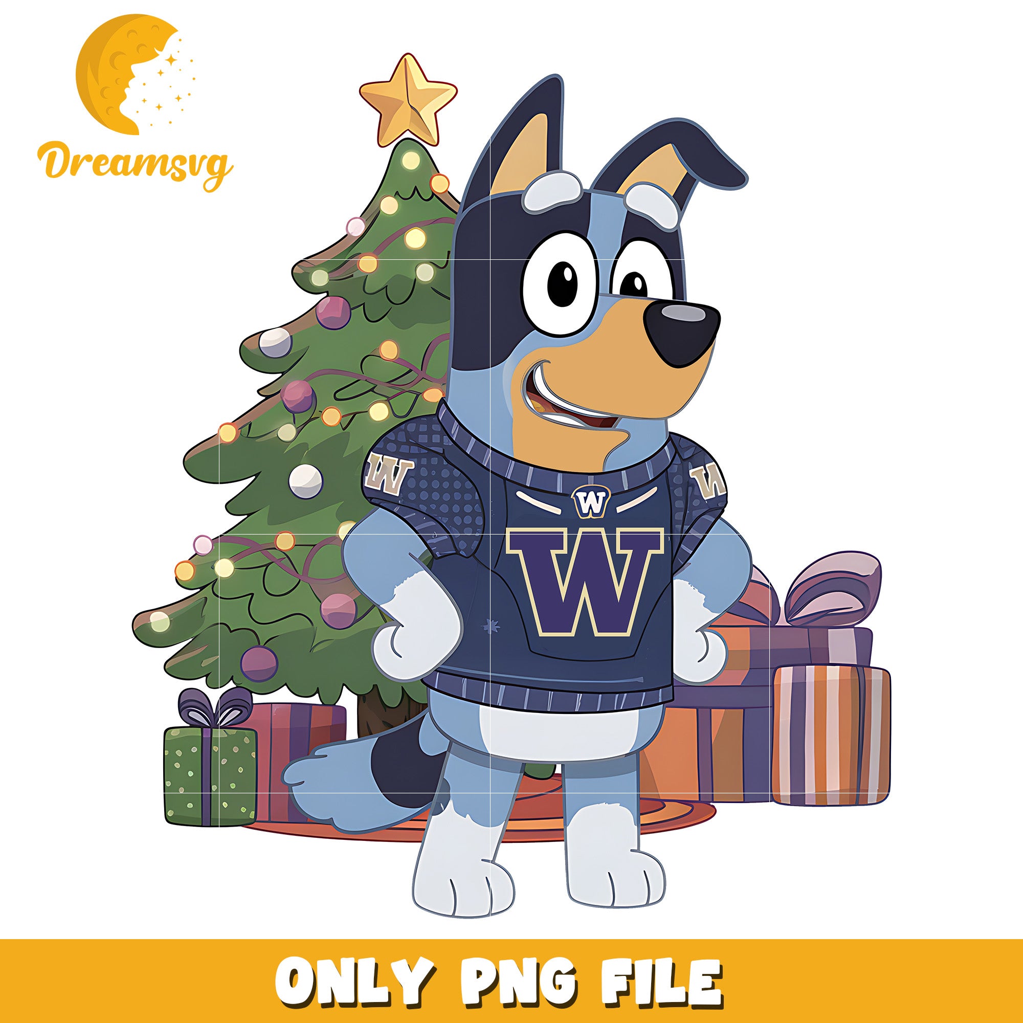 Bluey and christmas tree png, Washington Huskies png, ncaa png