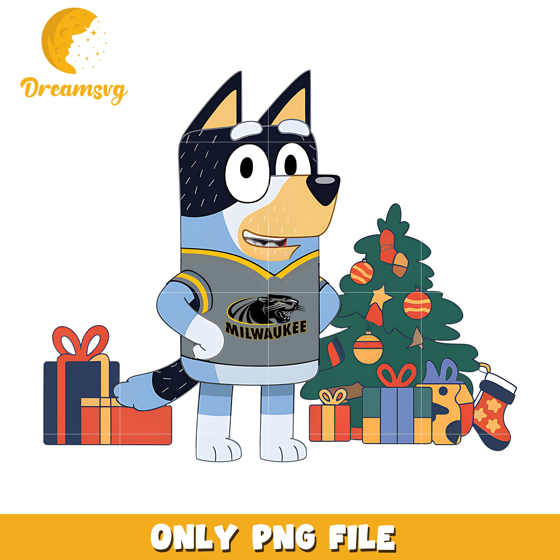 Bluey and christmas tree png, Wisconsin Milwaukee Panthers png, ncaa png