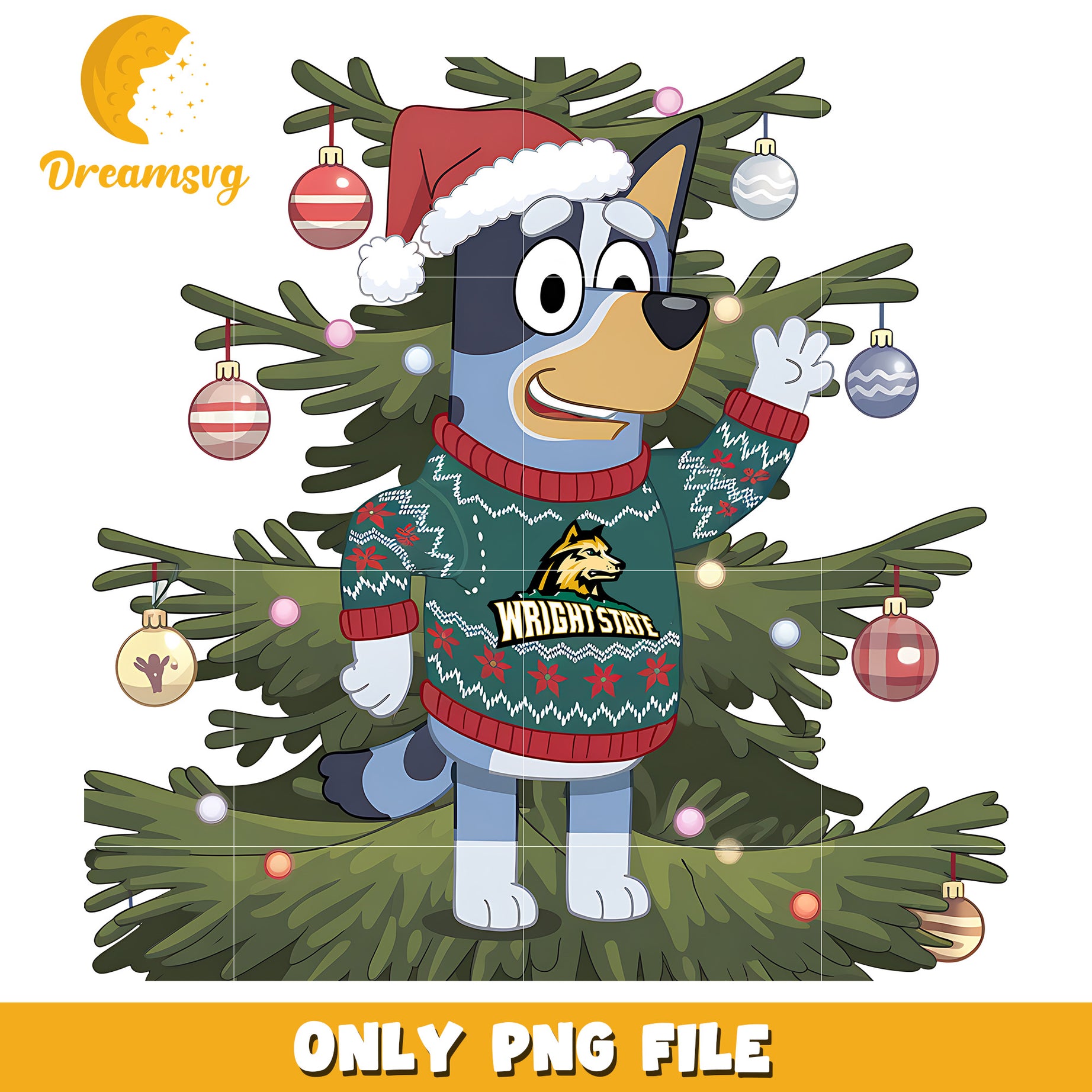 Bluey and christmas tree png, Wright State Raiders png, ncaa png