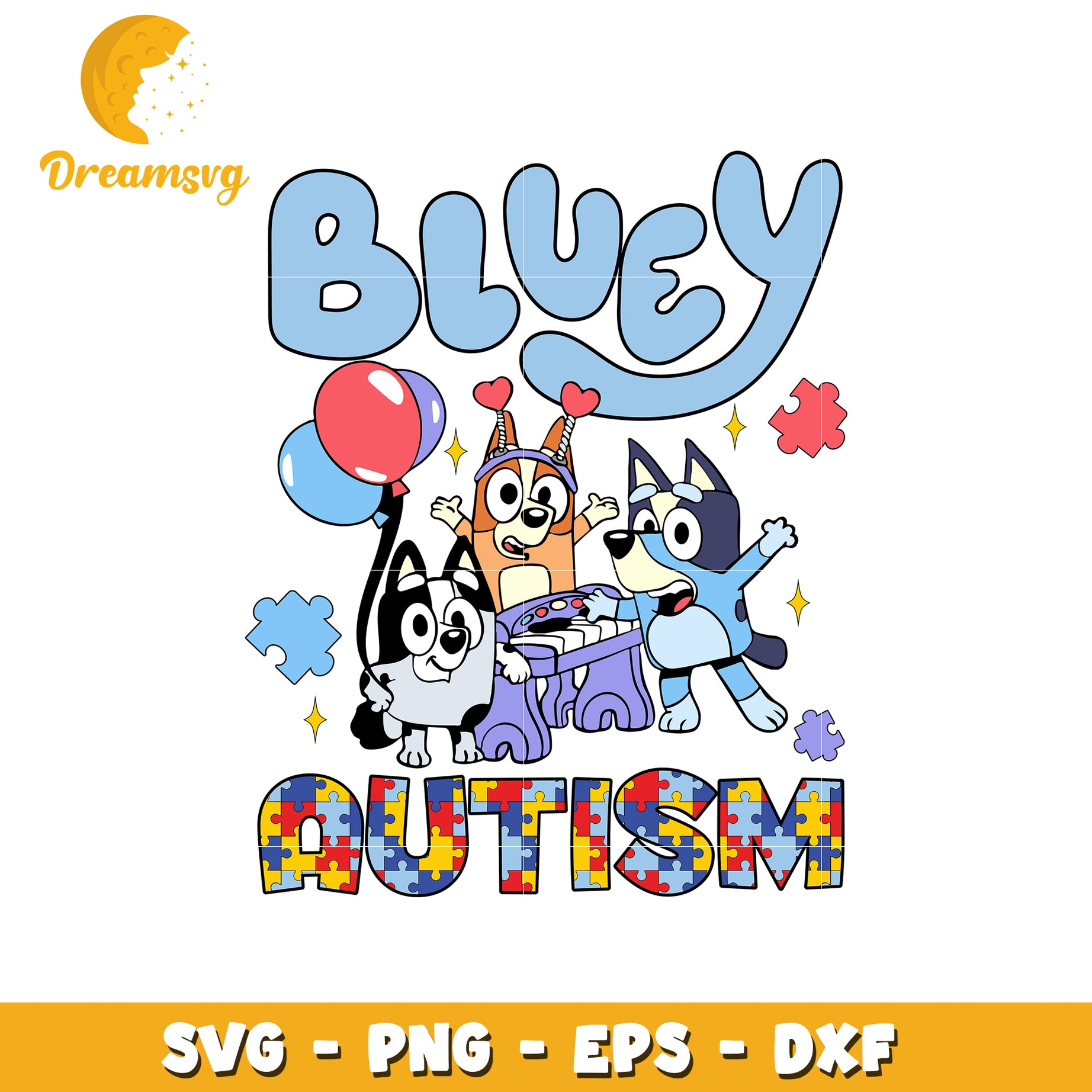 Bluey and friends autism svg, cartoon svg, autism awareness svg