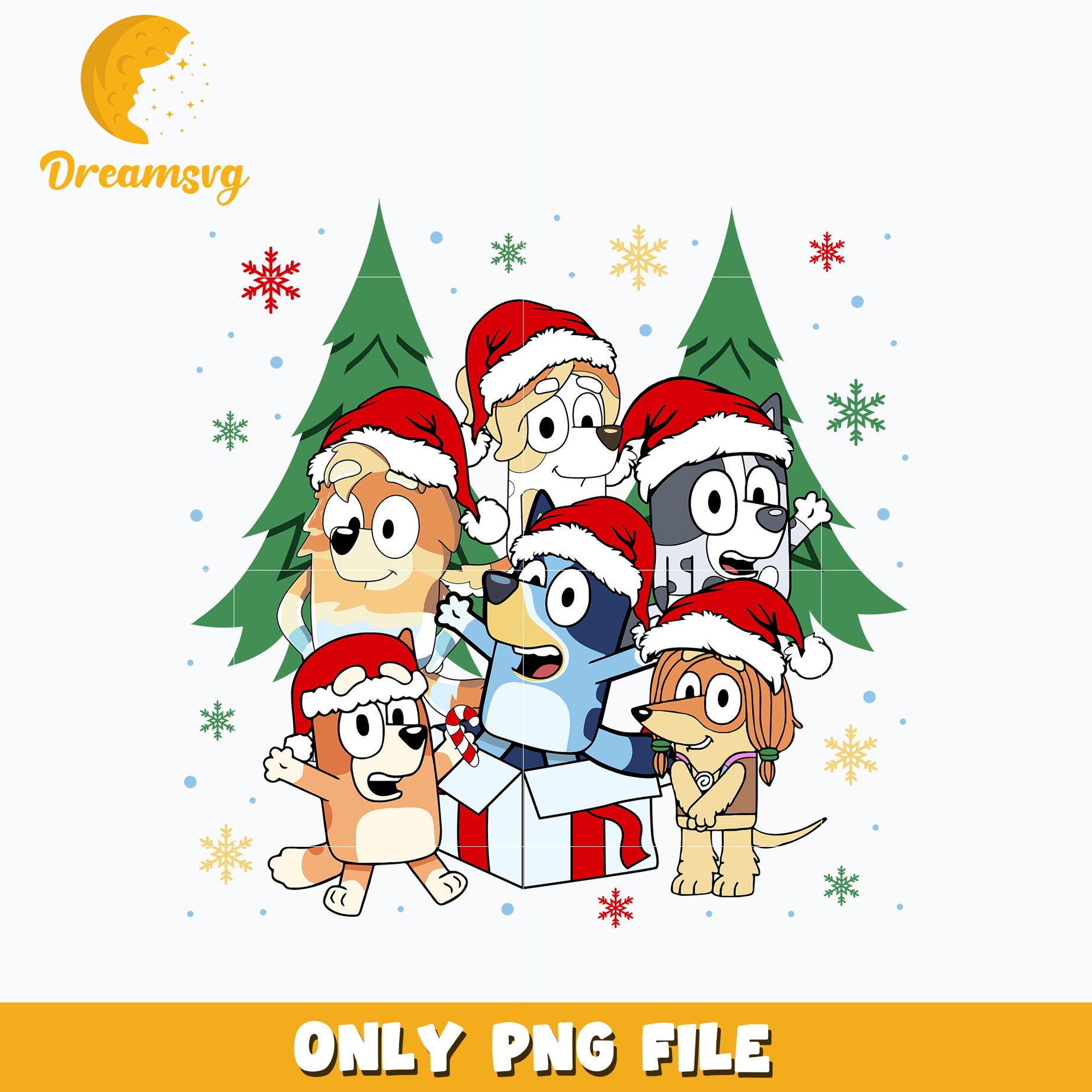 Bluey and friends christmas png.