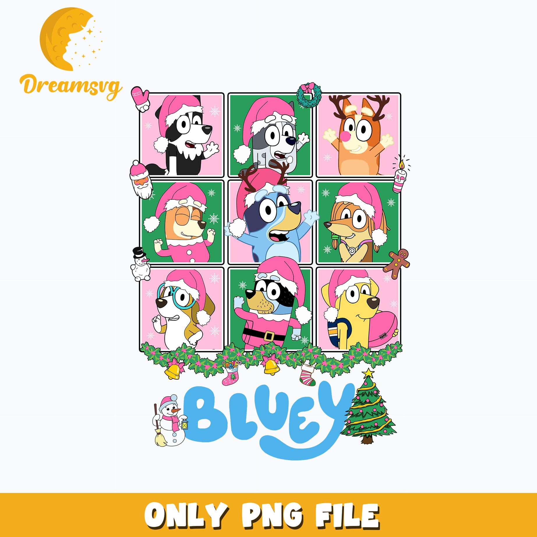 Bluey and friends christmas png.