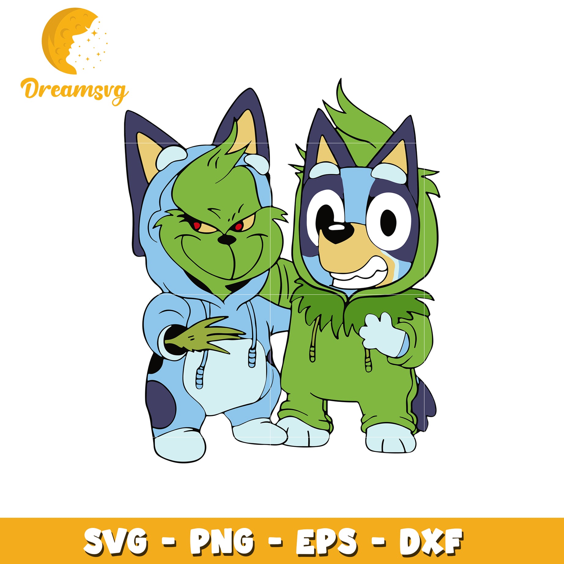 Bluey and grinch cosplay svg, bluey svg, grinch character svg