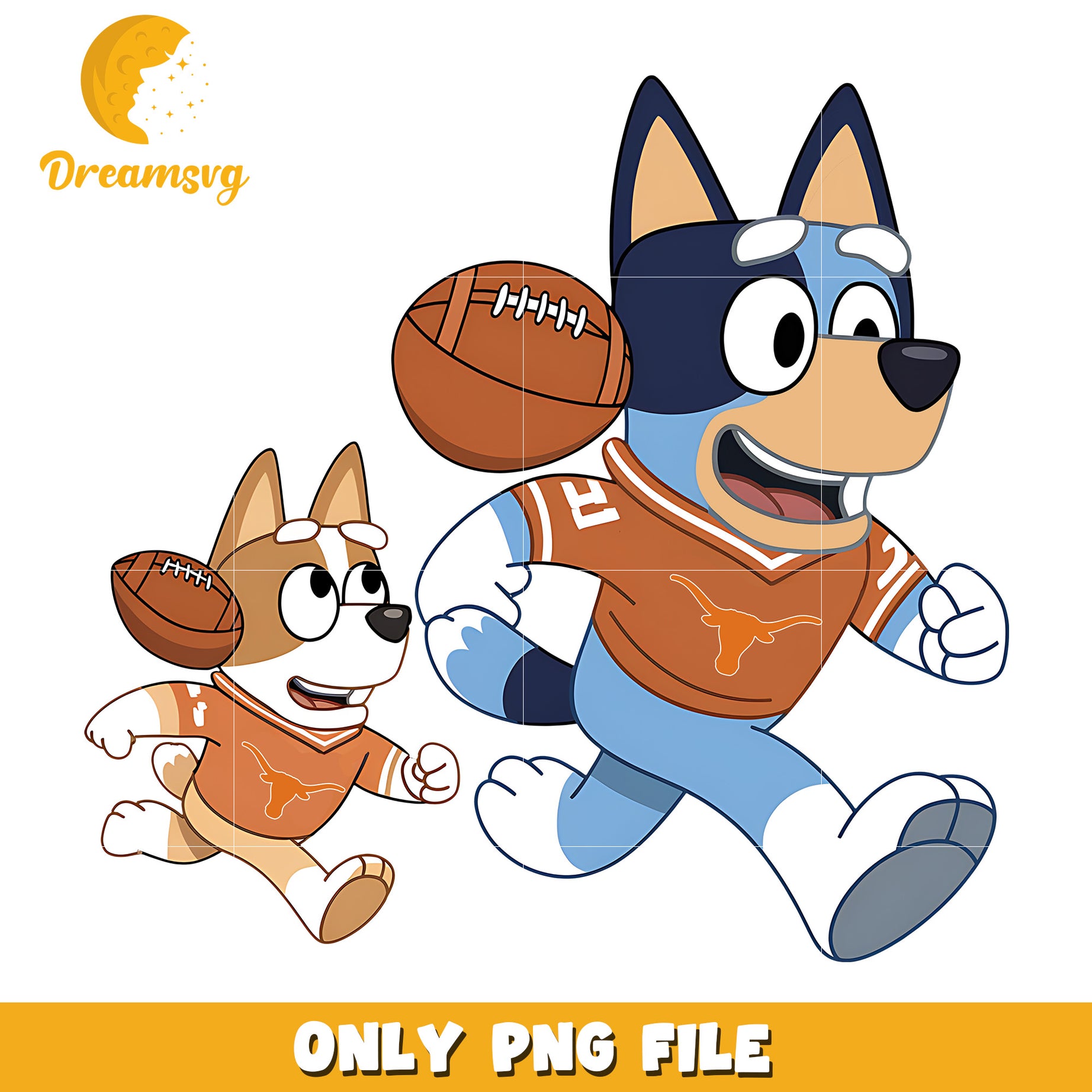 Bluey and sister play rugby ball png, Texas Longhorns png, ncaa png