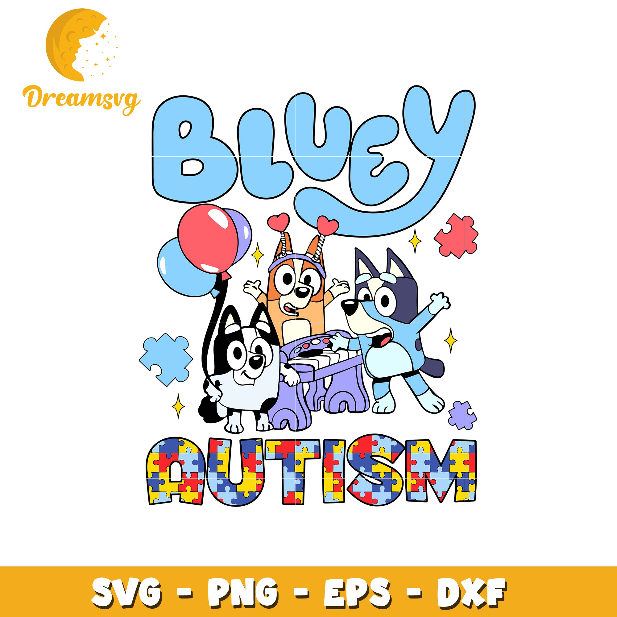 Bluey autism awareness svg, bluey cartoon svg, funny bluey svg