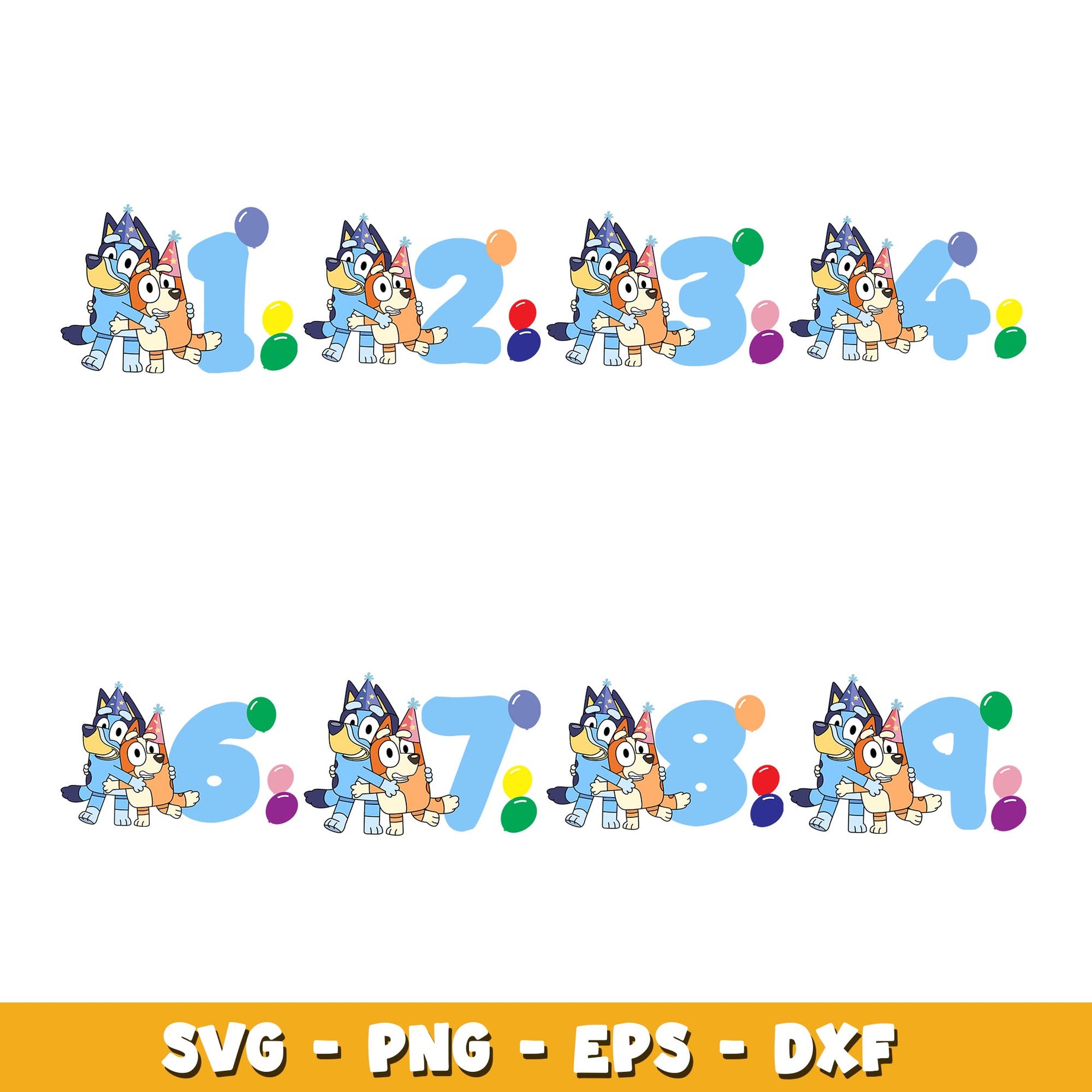 Bluey Birthday svg, Bluey bundle svg, Cartoon svg  