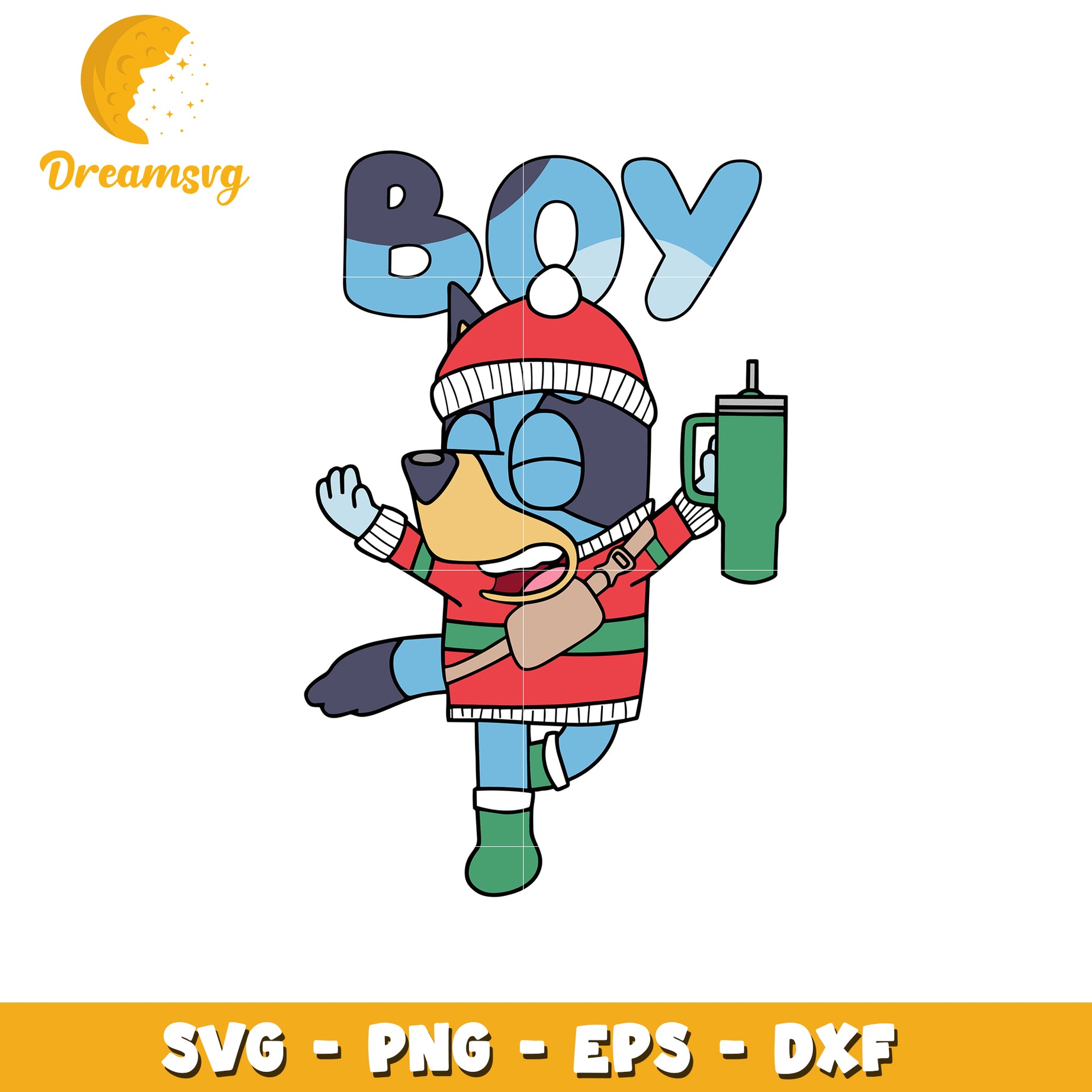 Bluey boy santa claus svg, standley tumbler svg, bluey svg