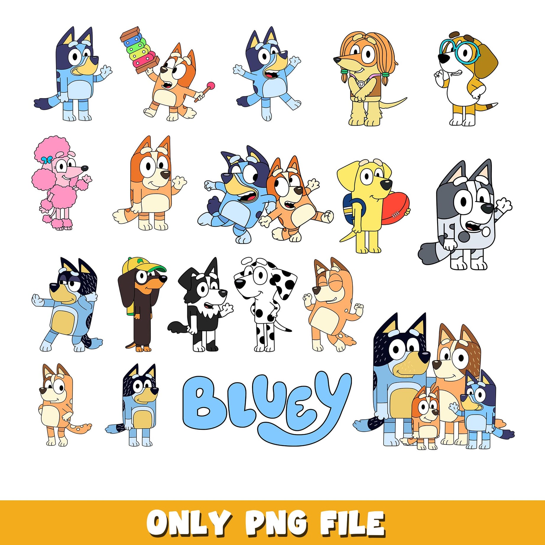 Bluey Characters png, Bluey bundle png, cartoon png 