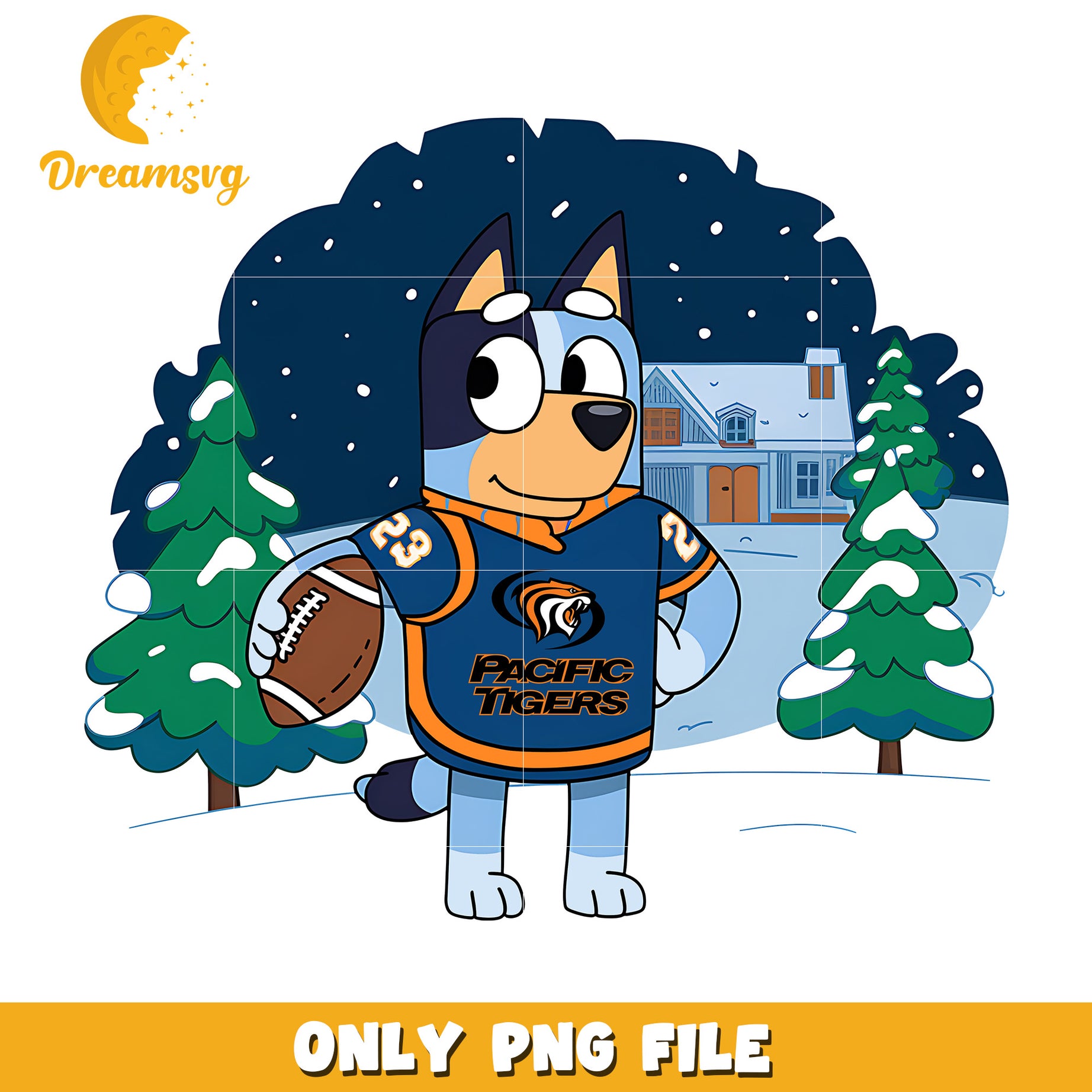 Bluey cartoon character png, Pacific Tigers png, ncaa png