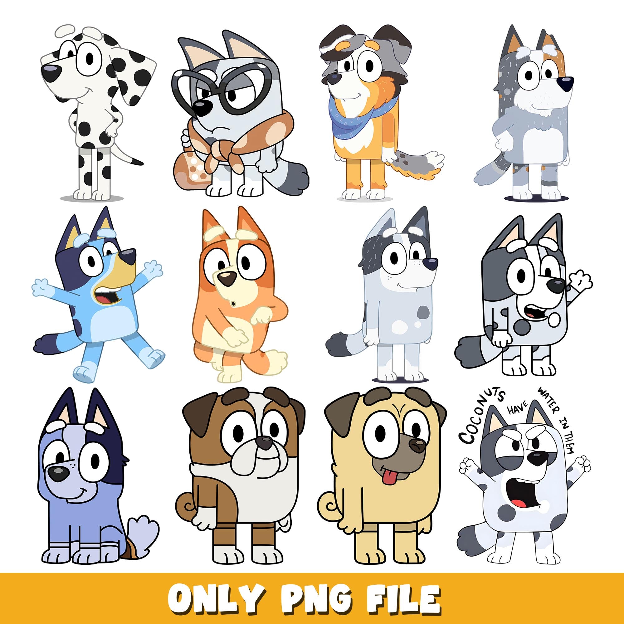 Bluey character poster png, Bluey bundle png, cartoon png 