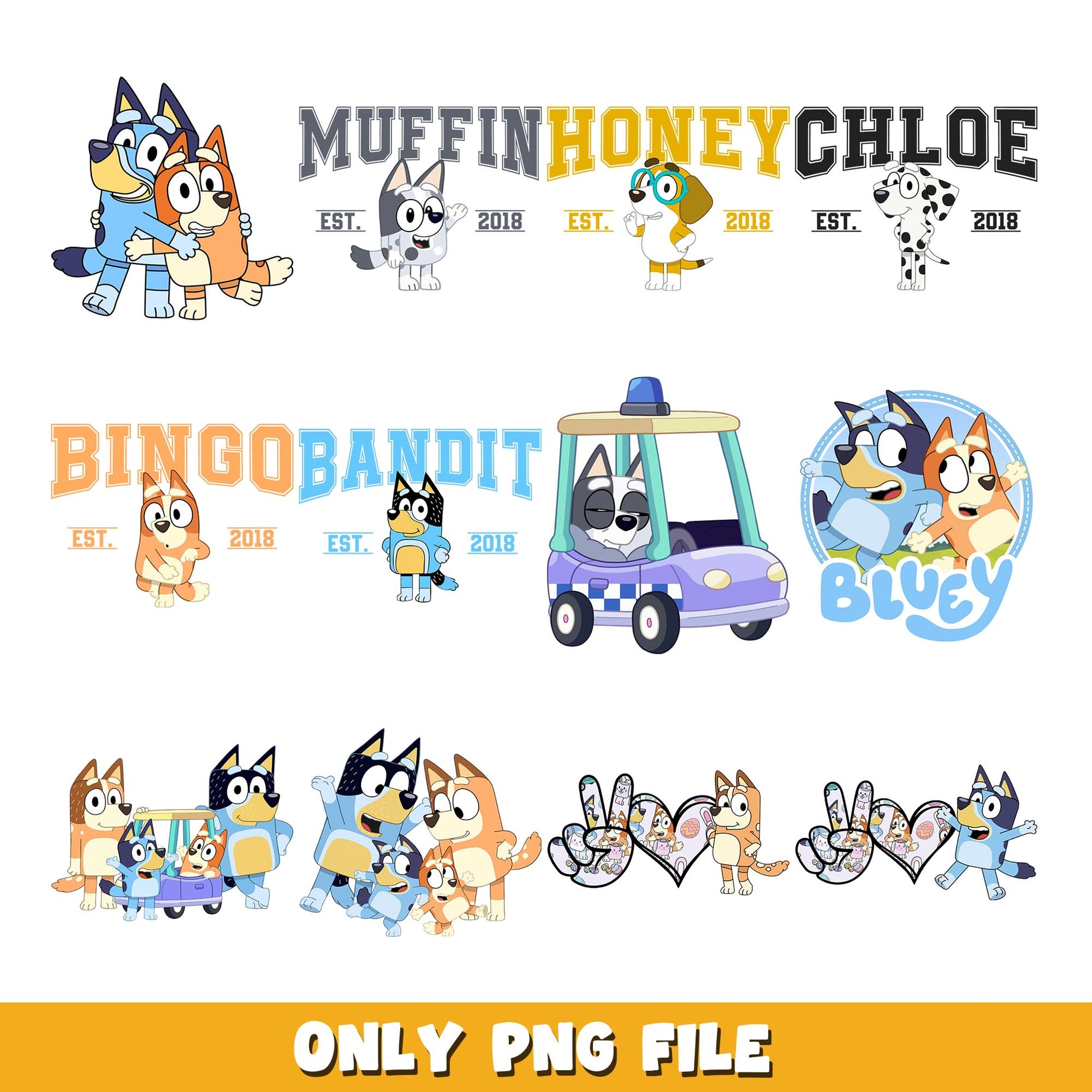Bluey Cartoon Bundle png, Bluey bundle png, cartoon png 