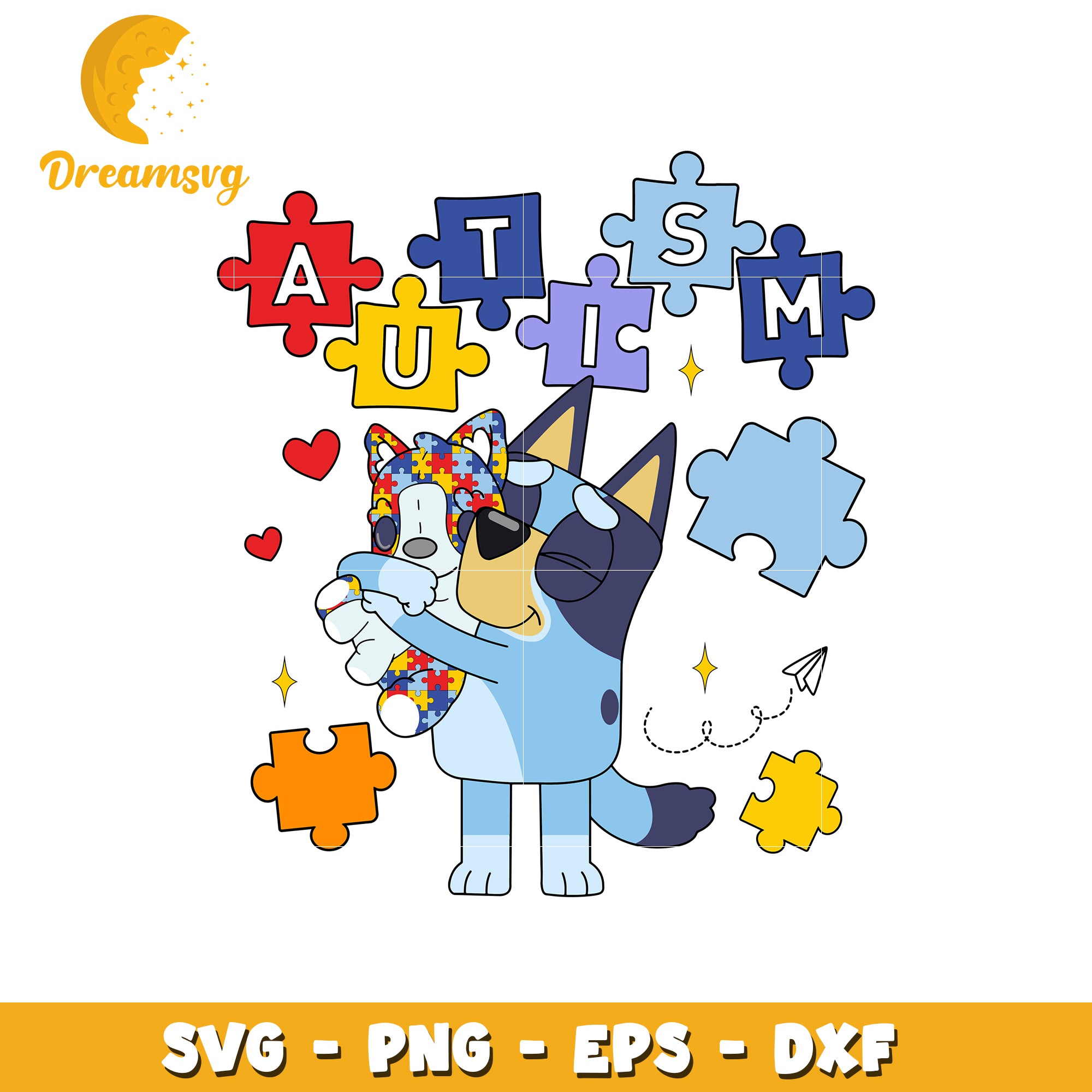 Bluey character autism svg, bluey svg, autism awareness svg
