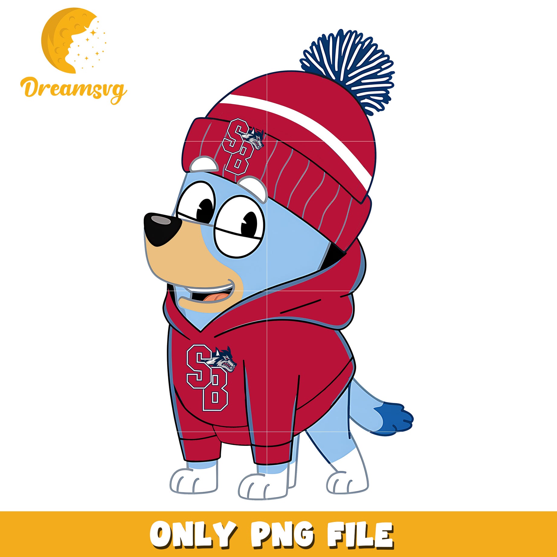 Bluey character on winter png, Stony Brook Seawolves png, ncaa png