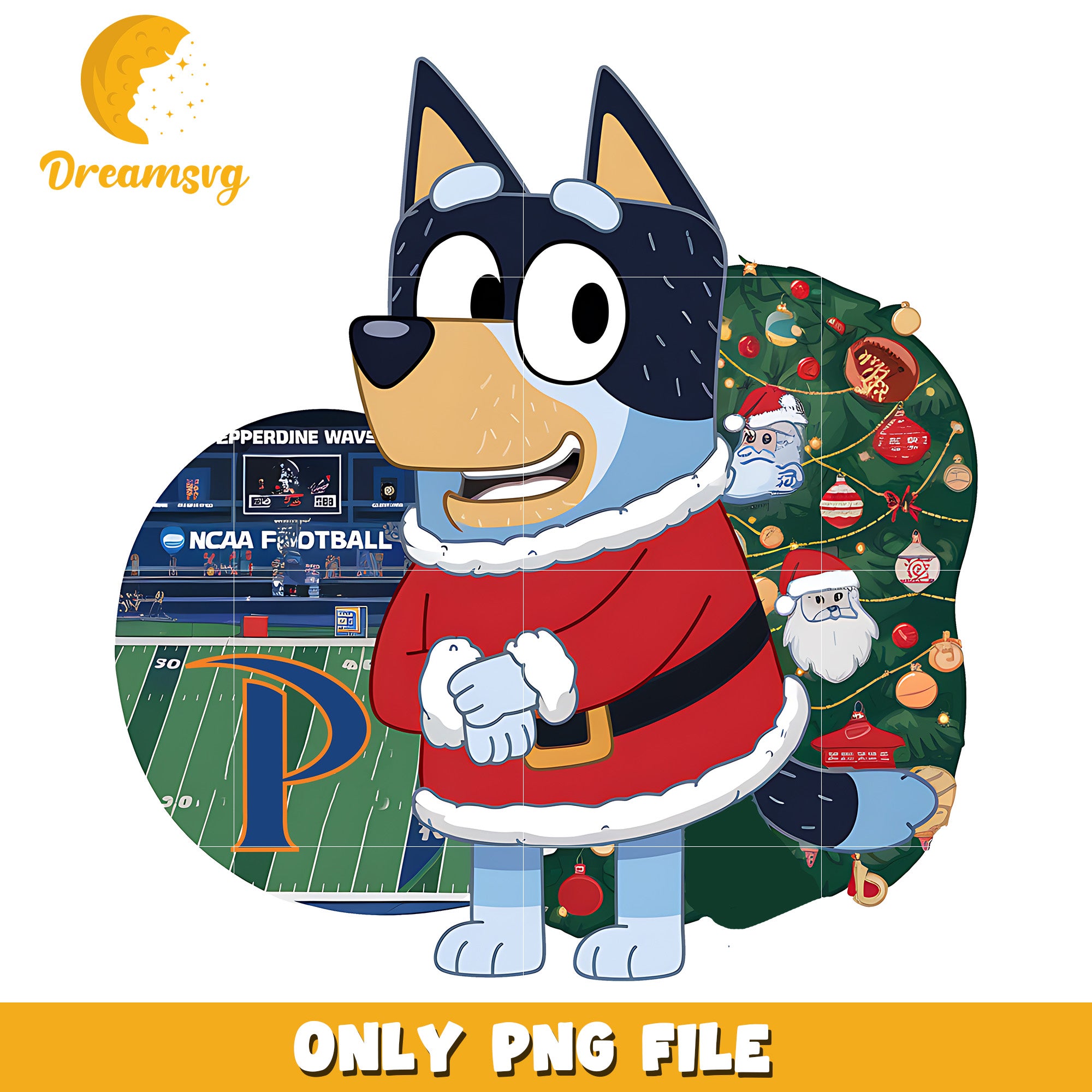 Bluey character santa png, Pepperdine Waves png, ncaa png