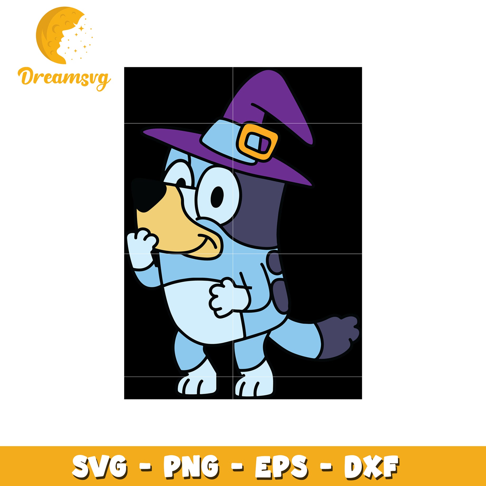 Bluey character witch hat svg, bluey svg, halloween svg