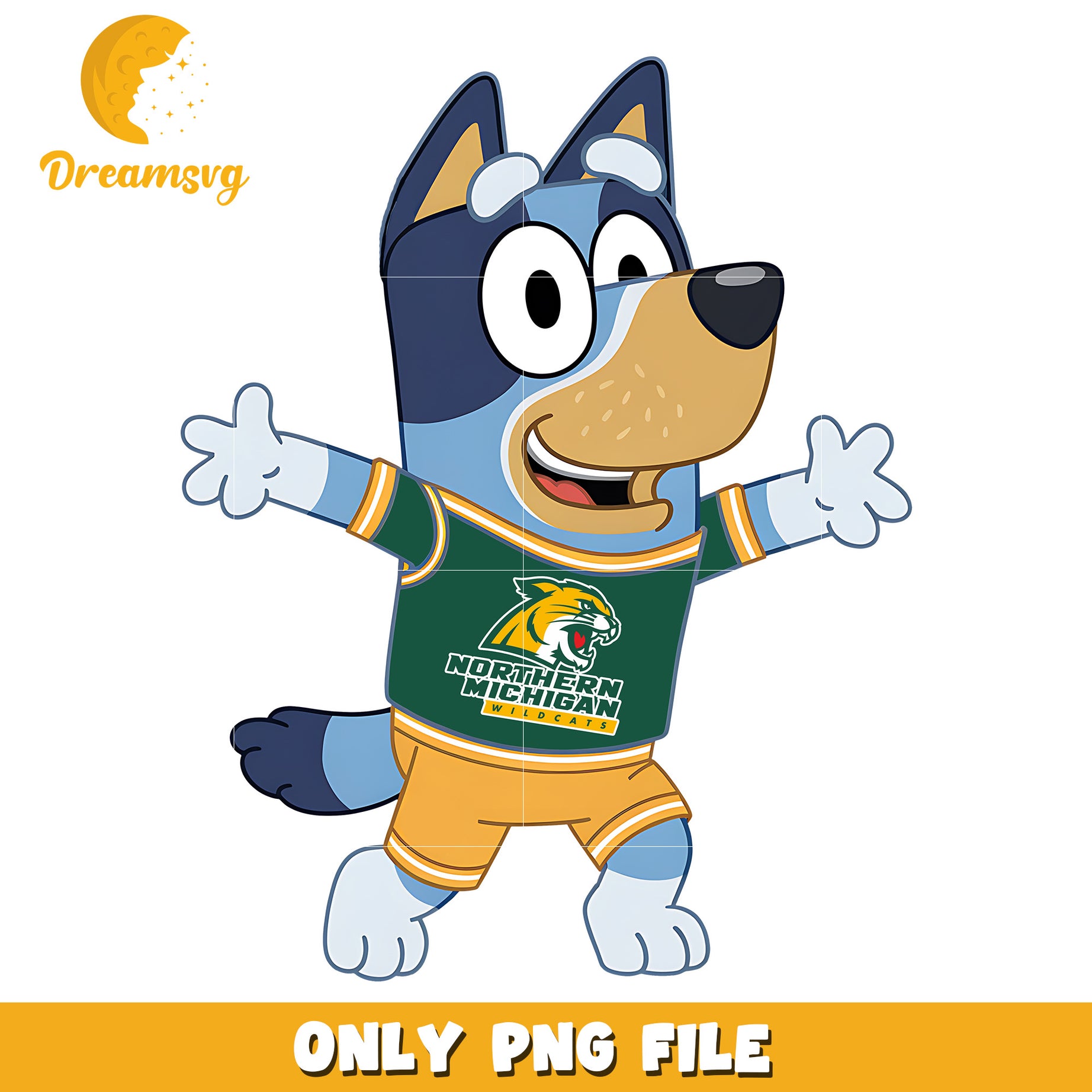 Bluey chearleader ncaa png, Northern Michigan Wildcats png, ncaa png