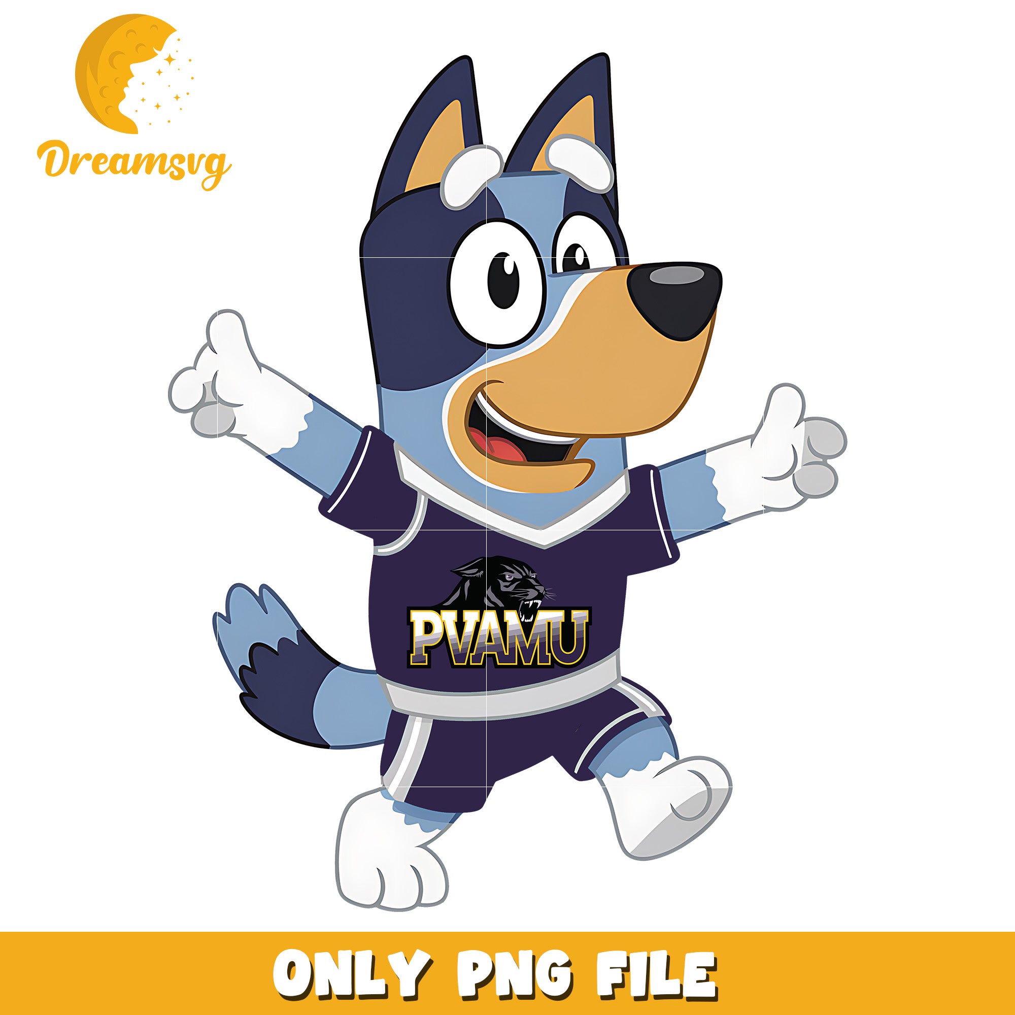 Bluey chearleader ncaa png, Prairie View A&M Panthers png, ncaa png