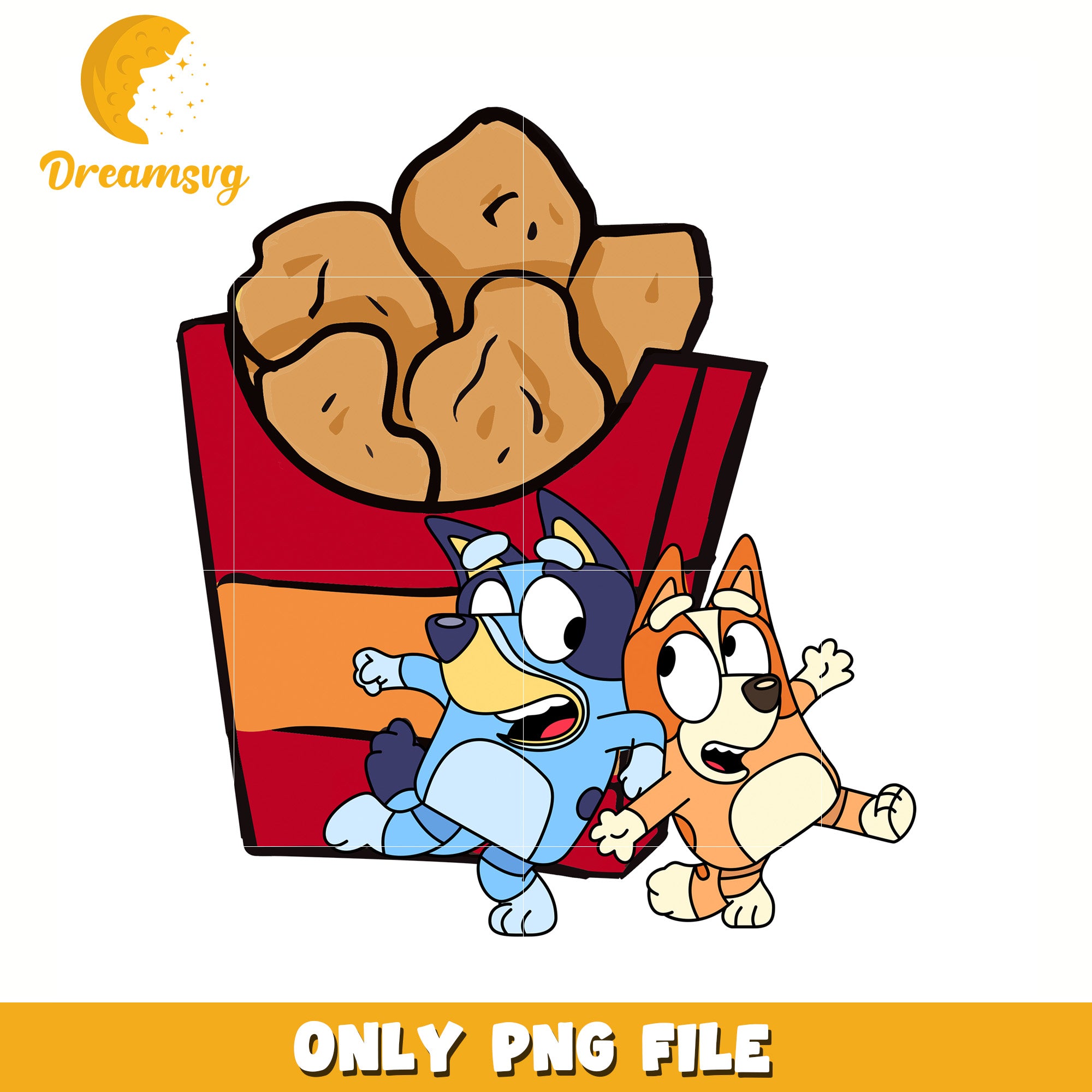 Bluey chicken nuggets png, bluey characters png, bluey png
